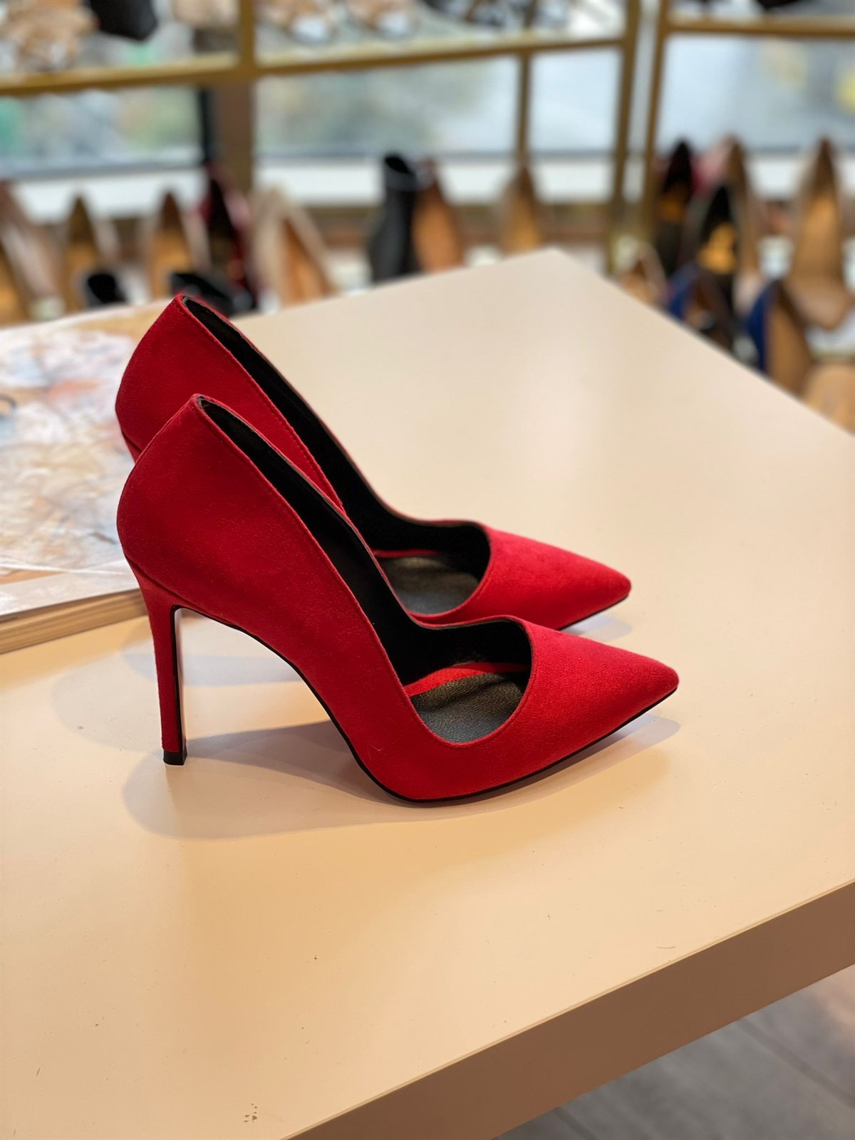 Biana Kırmızı Süet 10 cm Stiletto 