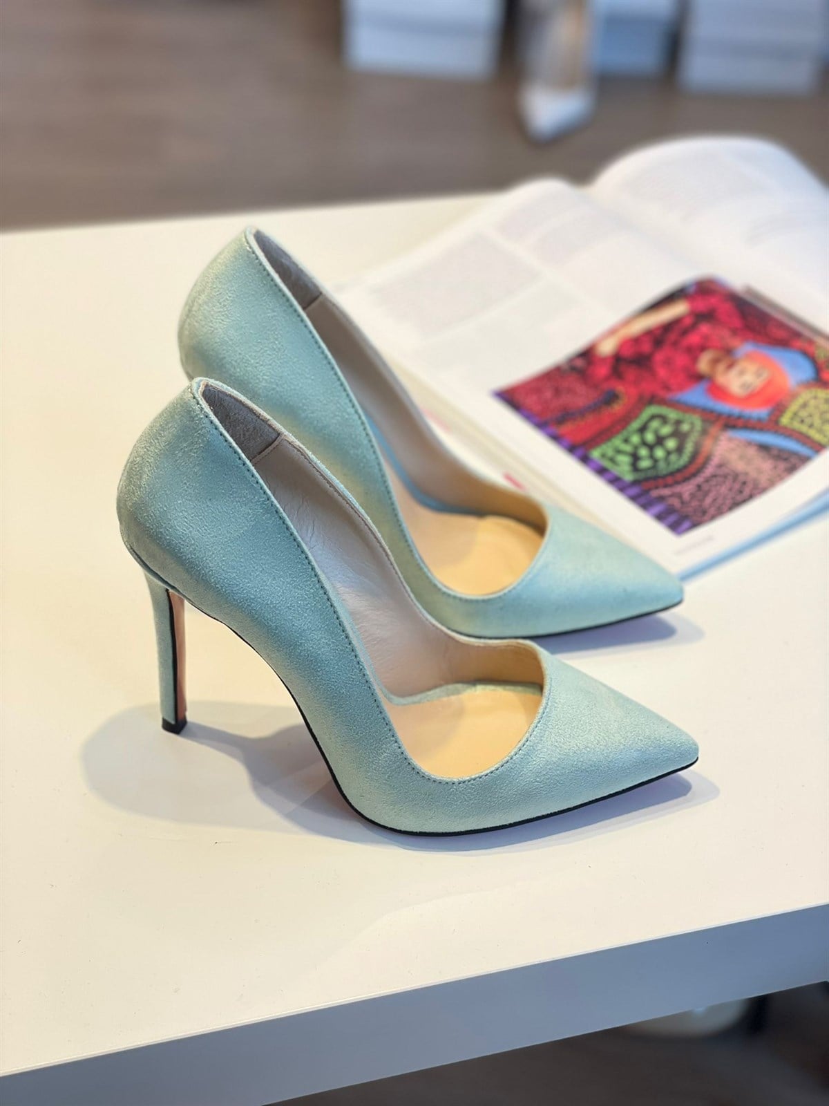 Biana Mint Yeşil Süet 10 cm Stiletto 