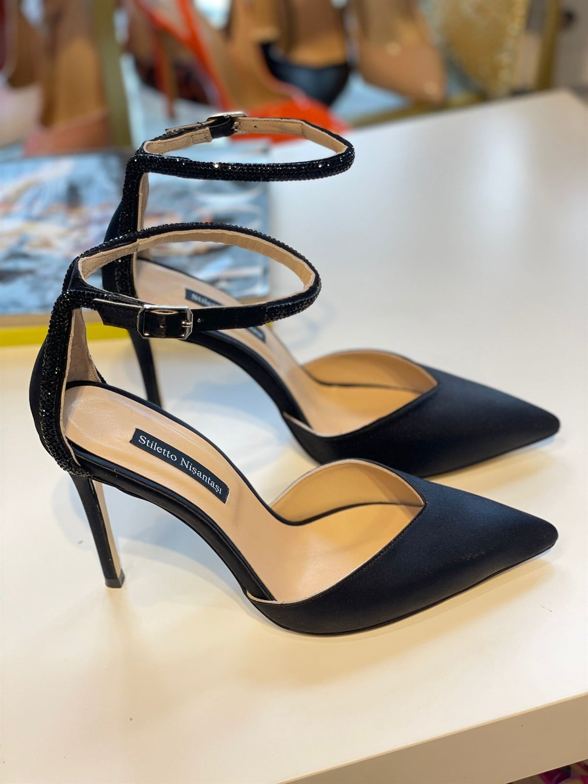 Briella Siyah Saten 10 cm Stiletto