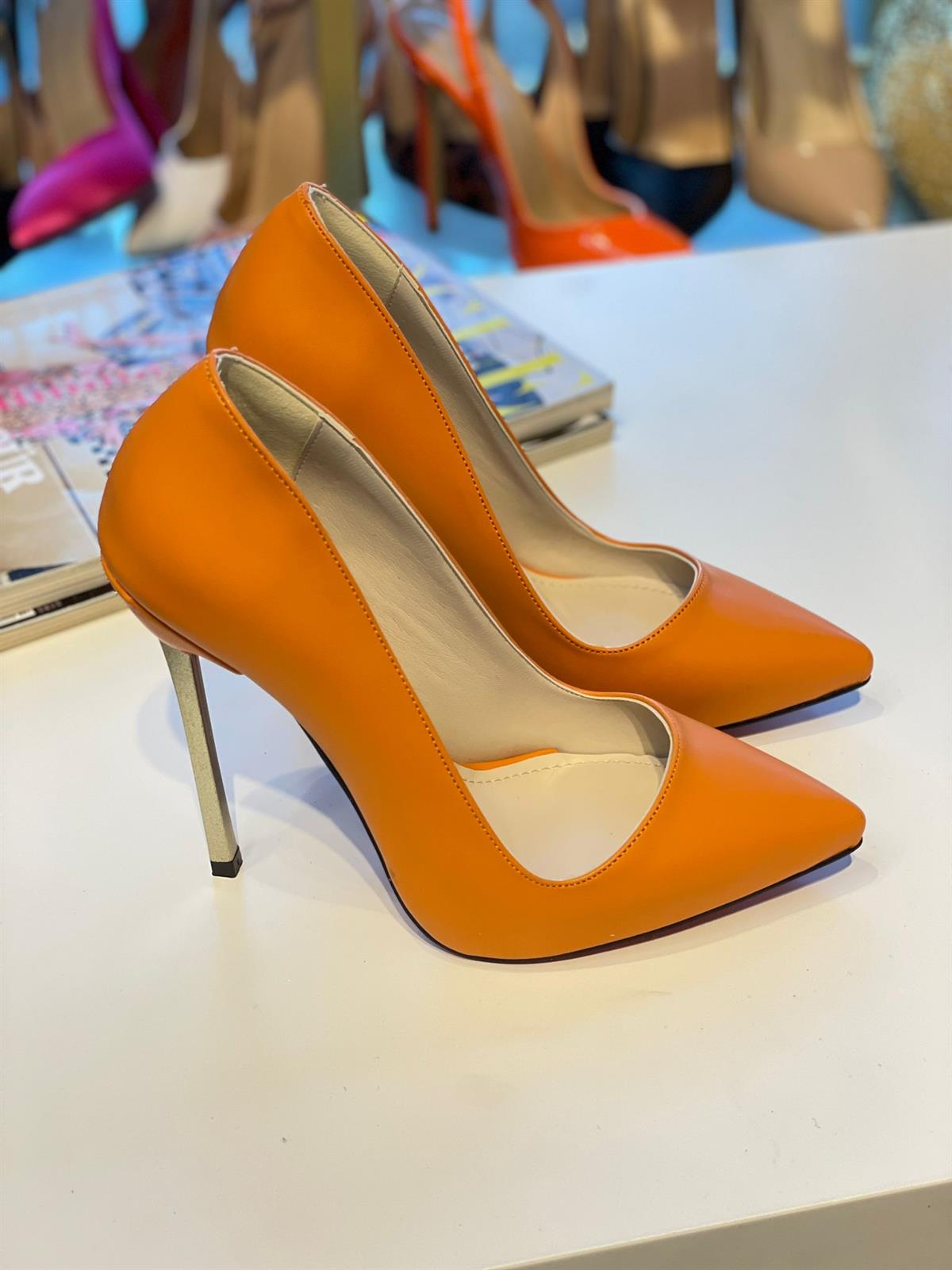 Corrine Turuncu Mat 13 cm Stiletto