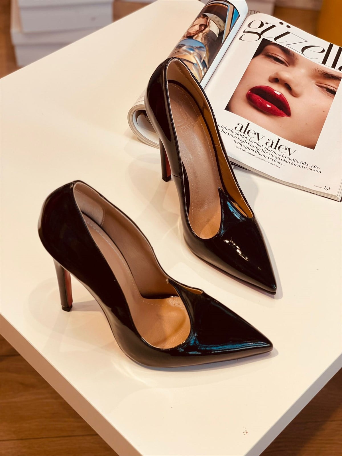 Enola Siyah Rugan 12 cm Stiletto