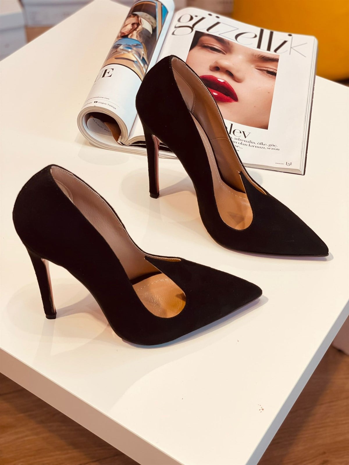 Enola Siyah Süet 12 cm Stiletto