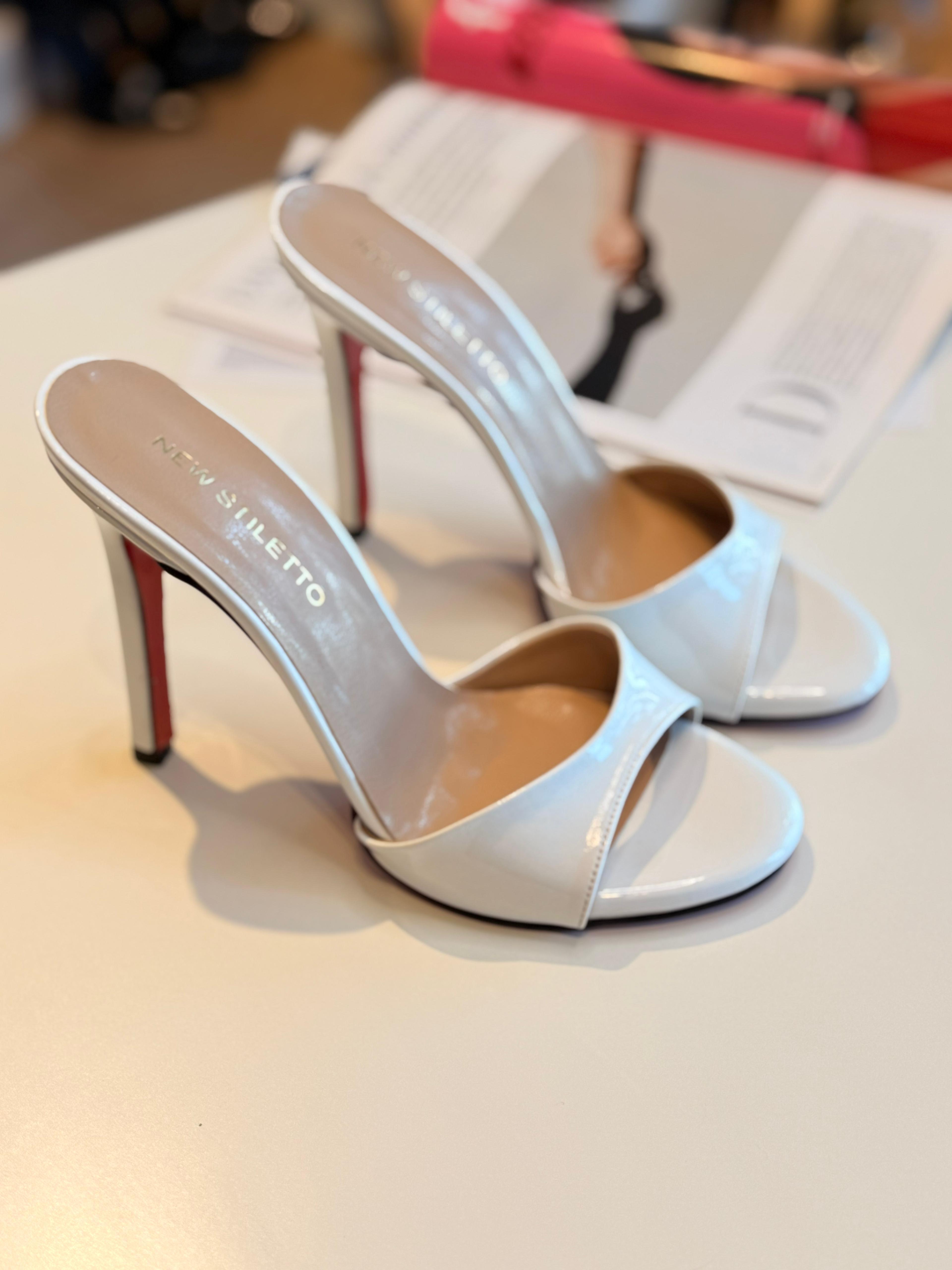 Evie Beyaz Rugan 10 cm Terlik