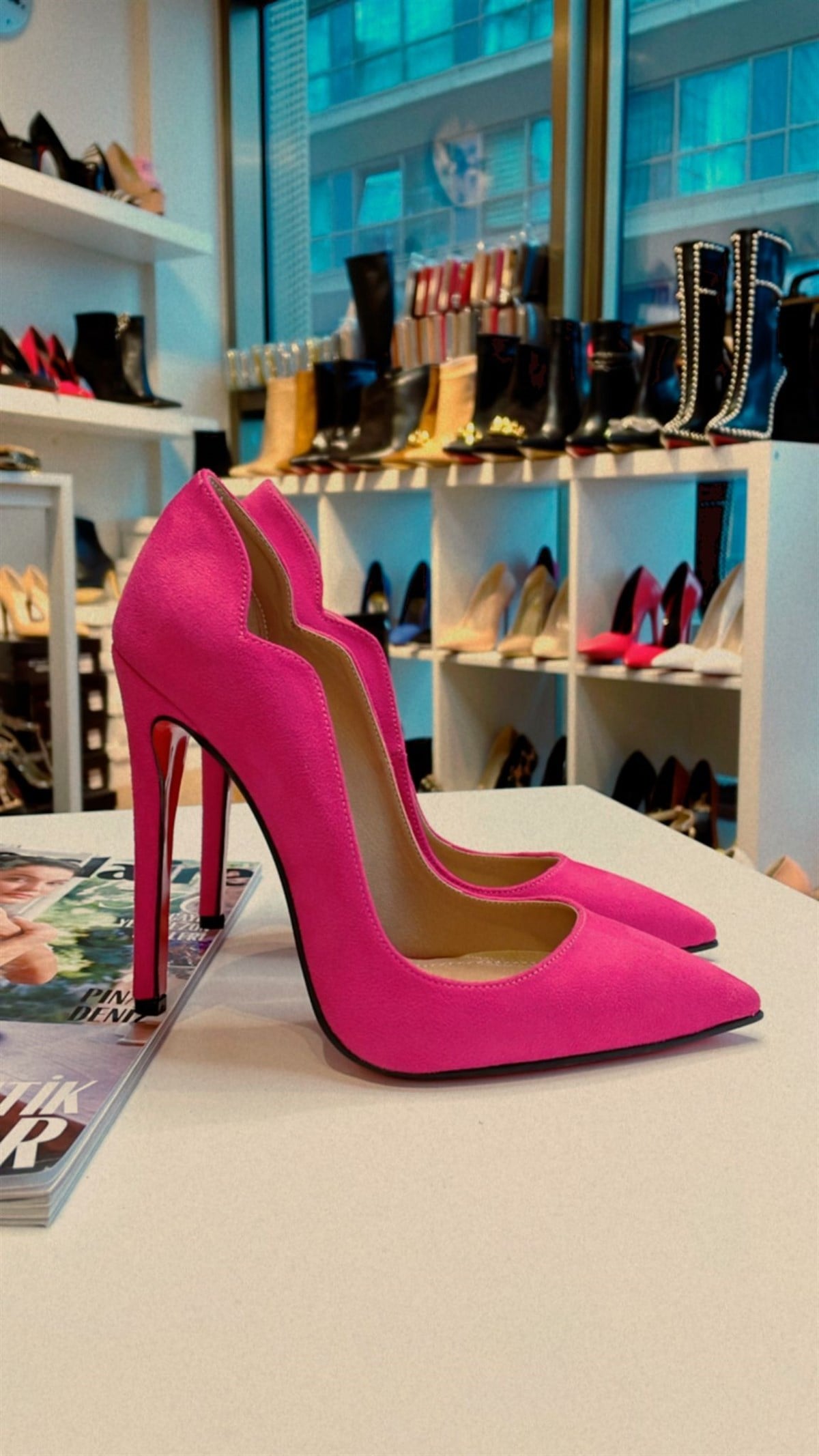 Hella Fuşya Süet 12 cm Stiletto 