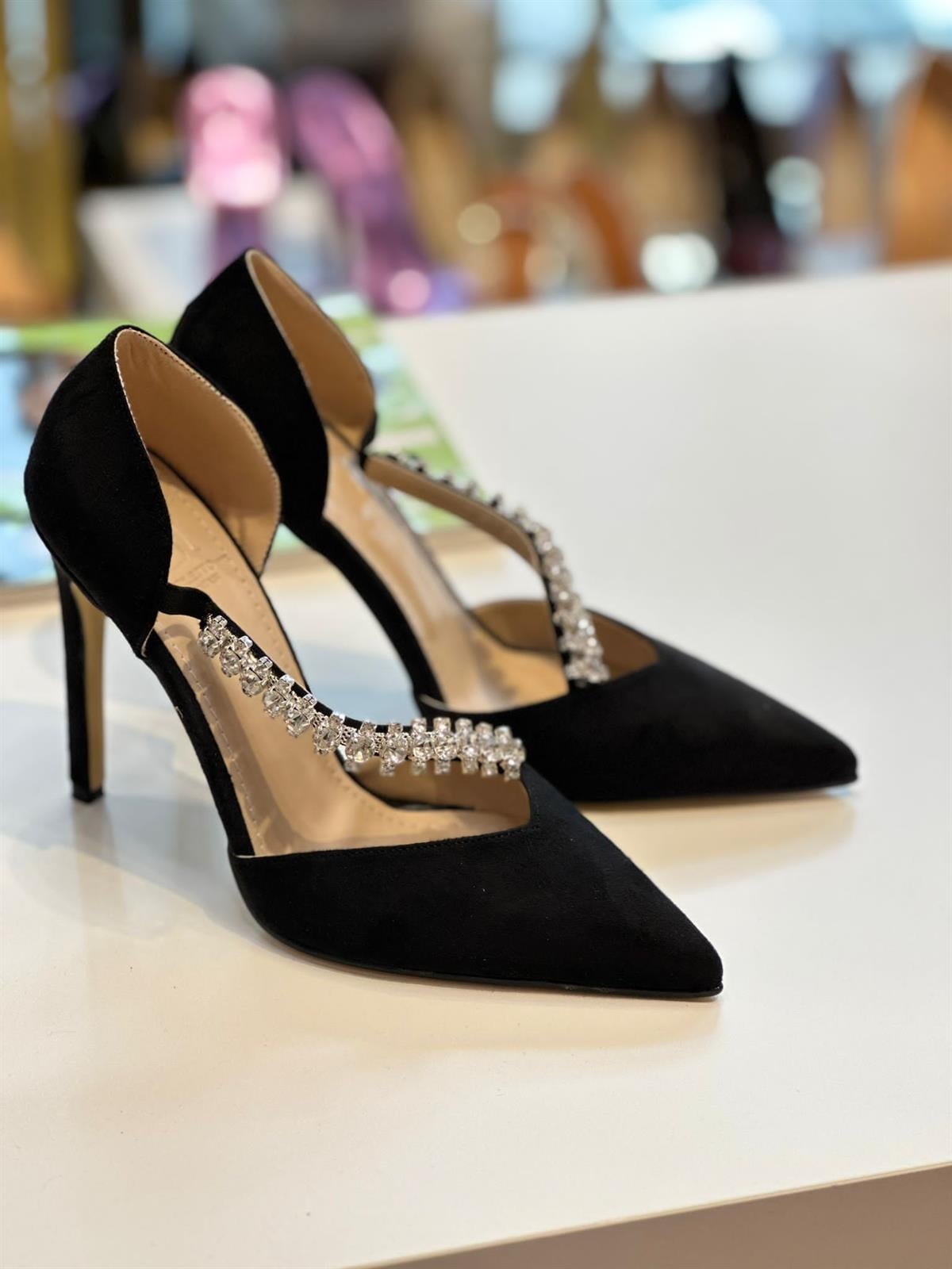 Indily Siyah Saten 10 cm Stiletto 
