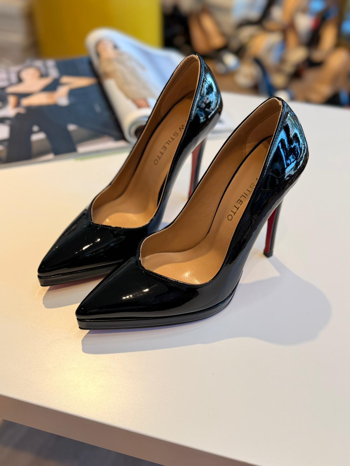 Jess Siyah Rugan 12 cm Stiletto