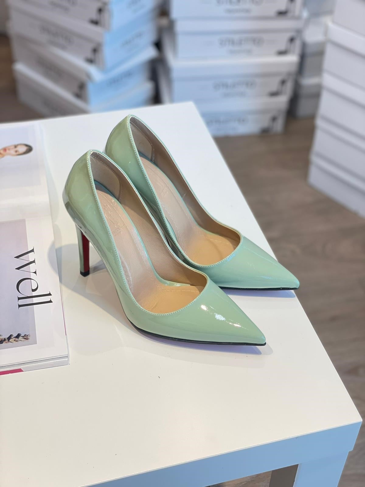 Lea Mint Yeşili Rugan 10 cm Stiletto 