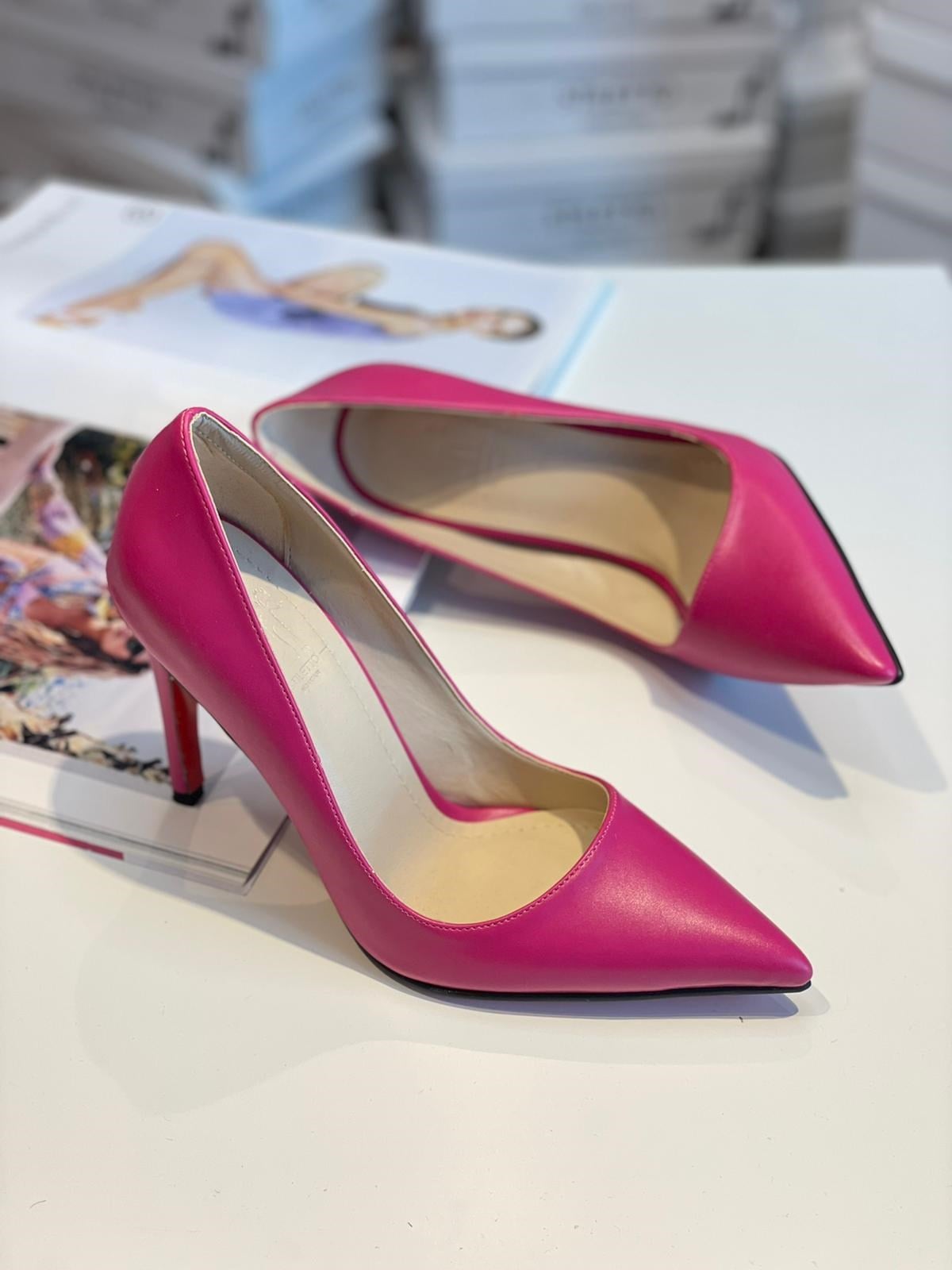 Lena Fuşya Mat 10 cm Stiletto 