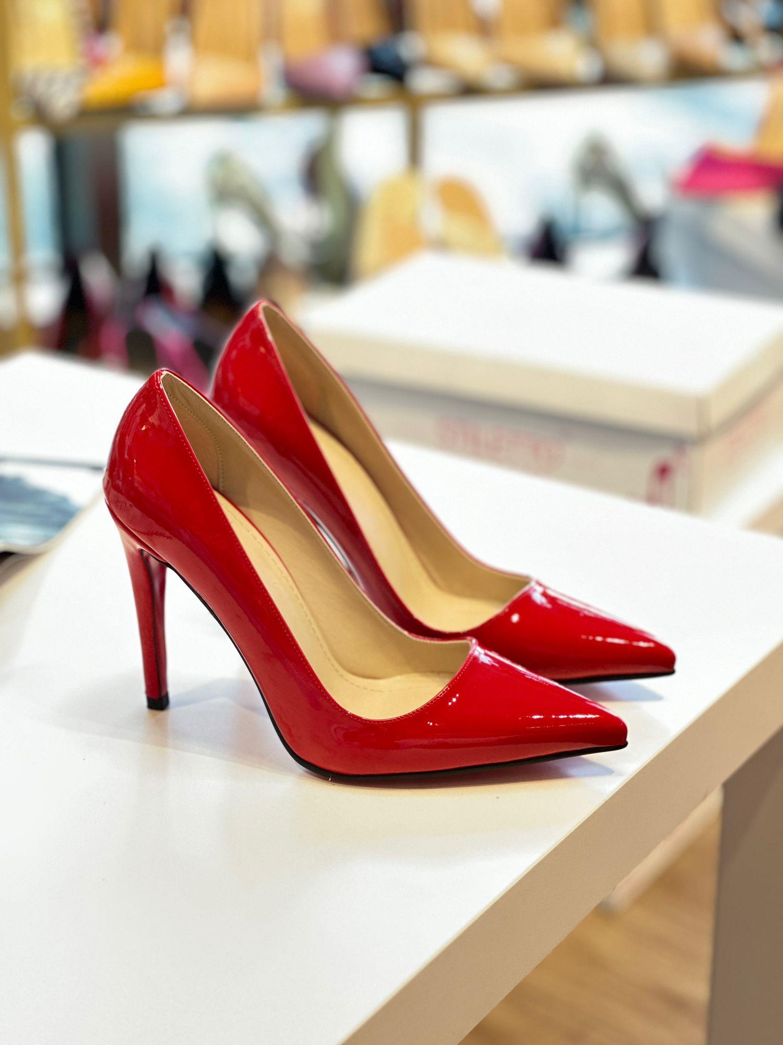 Lena Kırmızı Rugan 10 cm Stiletto 