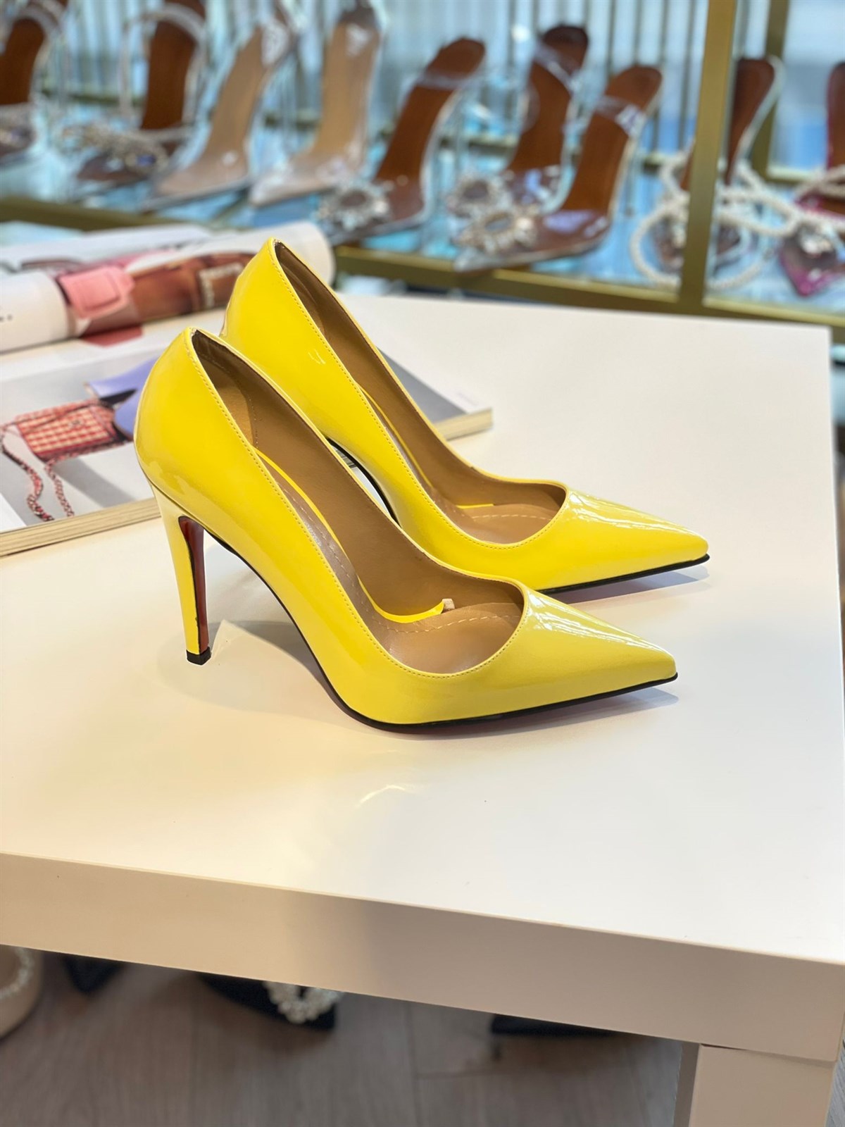 Lena Sarı Rugan 10 cm Stiletto 