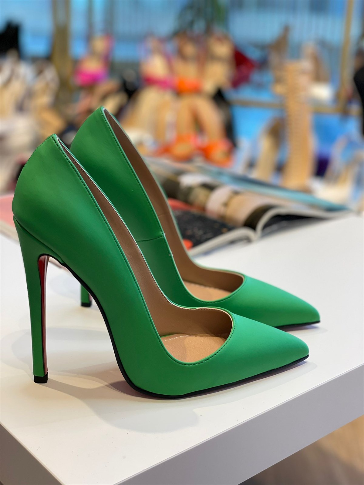 Lena Yeşil Mat 12 cm Stiletto 