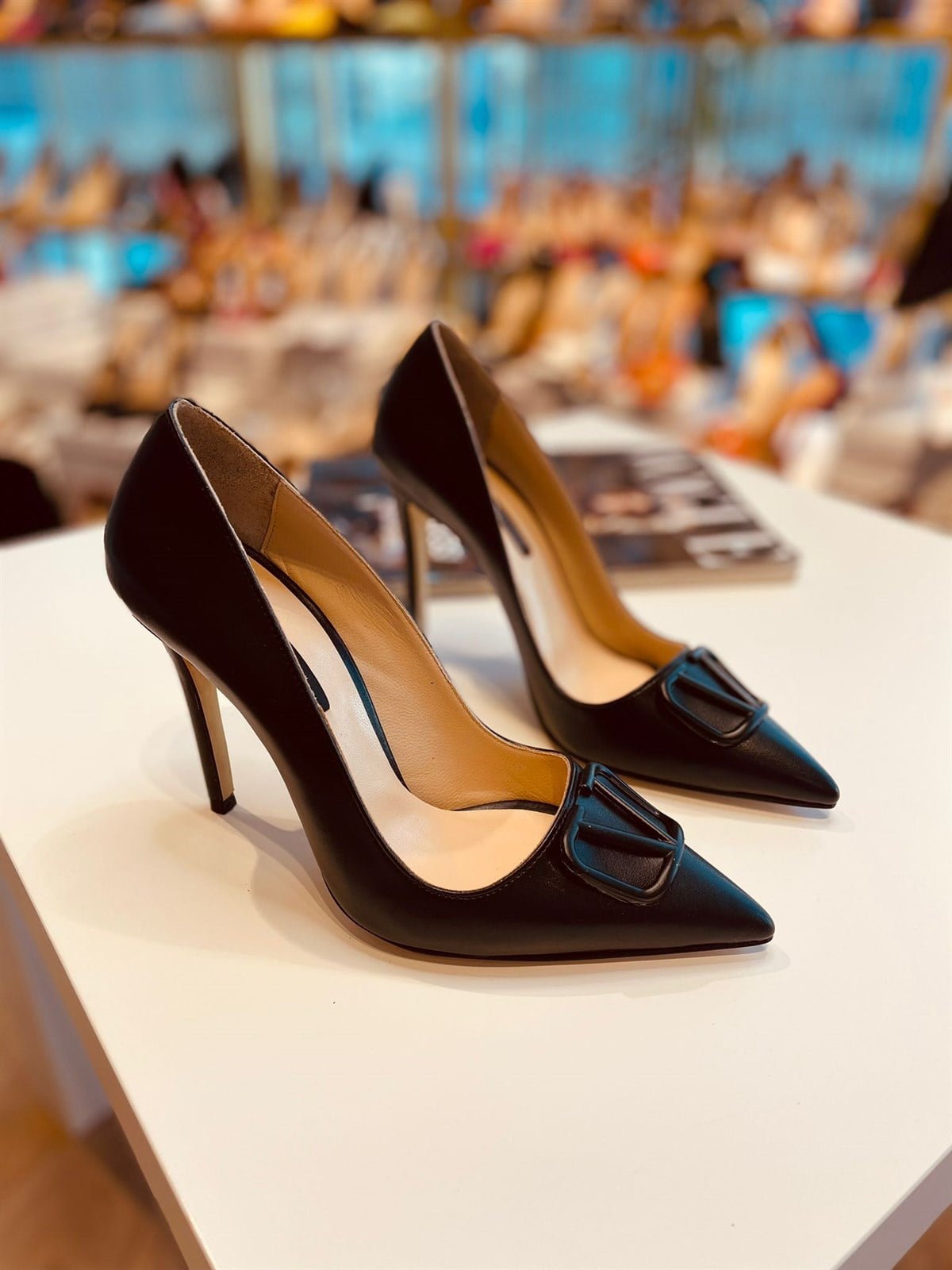 Lexin Siyah Mat Toka Detay 10 cm Stiletto 