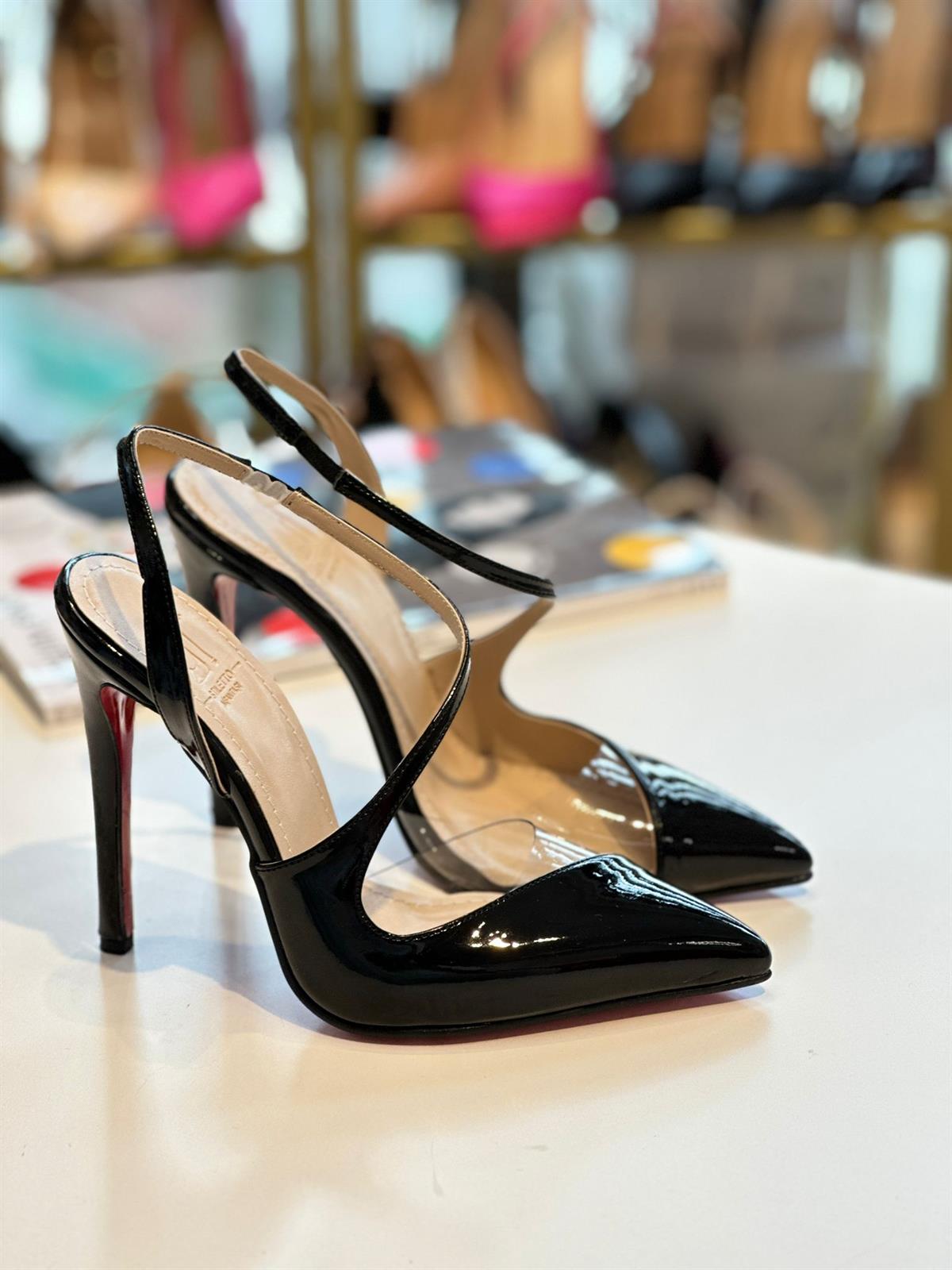 Linda Siyah Rugan 12 cm Stiletto