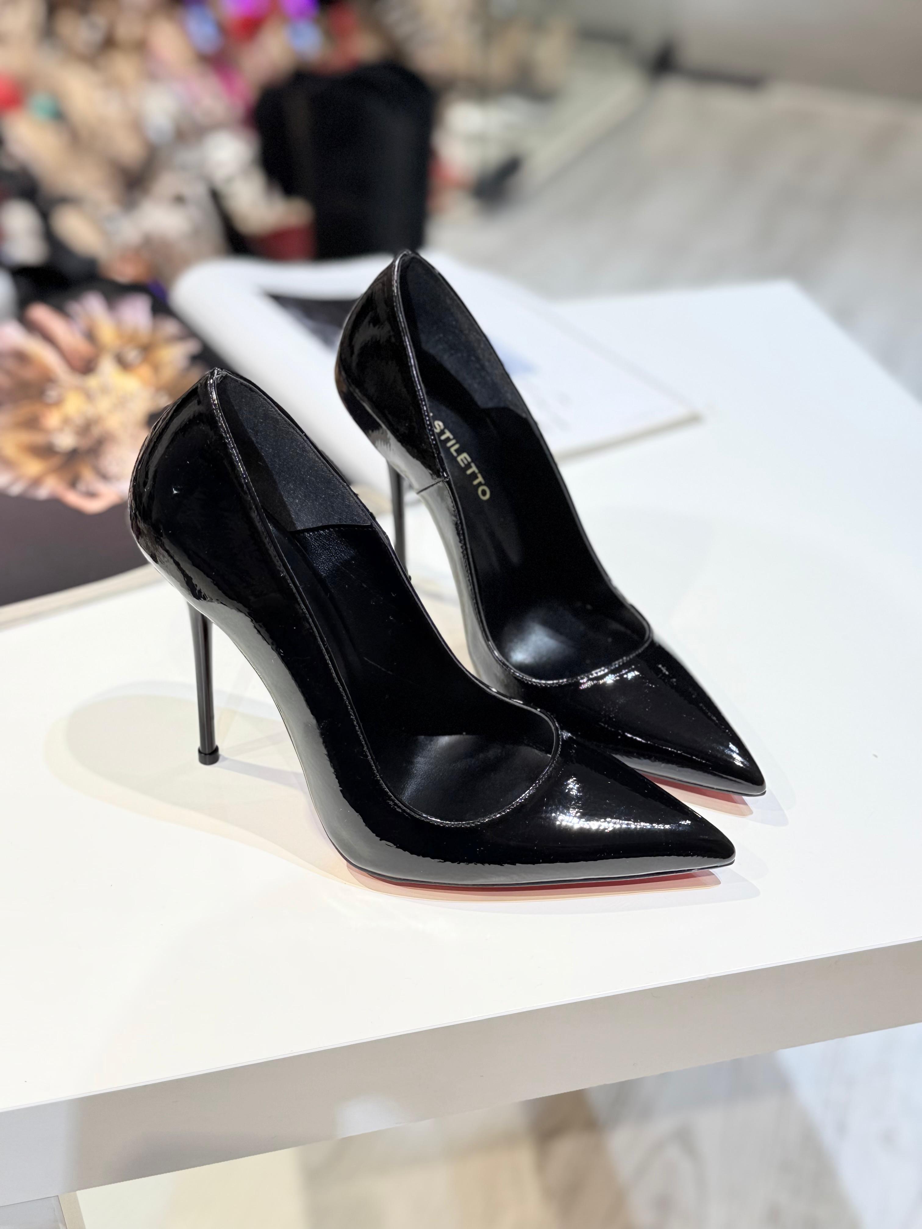 Luxe Siyah Rugan 12 cm Stiletto