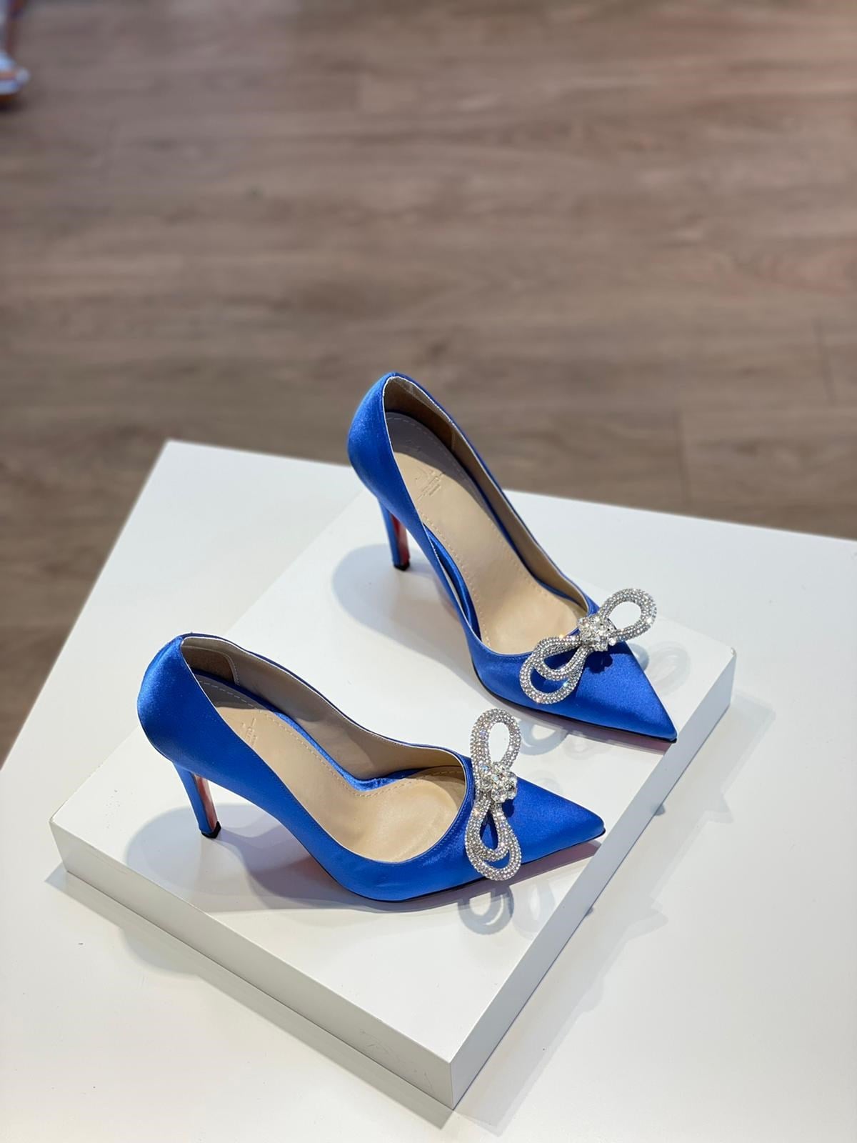 Mady Sax Mavi Saten Taş Detay Stiletto 