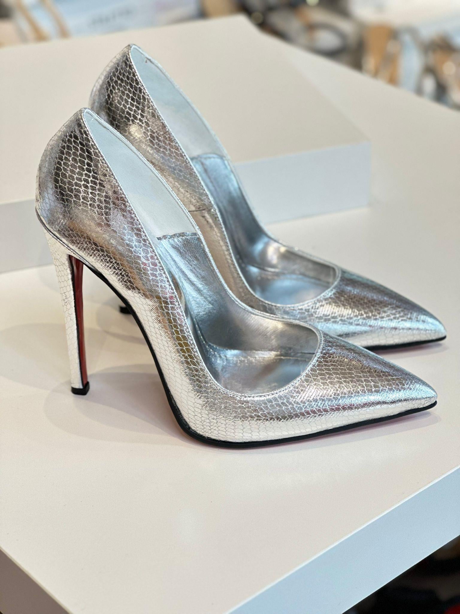 Mays Gümüş Rugan 12 cm Stiletto
