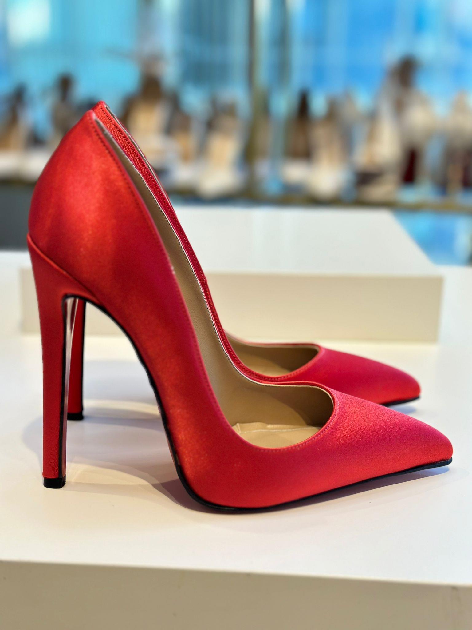 Mellie Kırmızı Saten 12 cm Stiletto