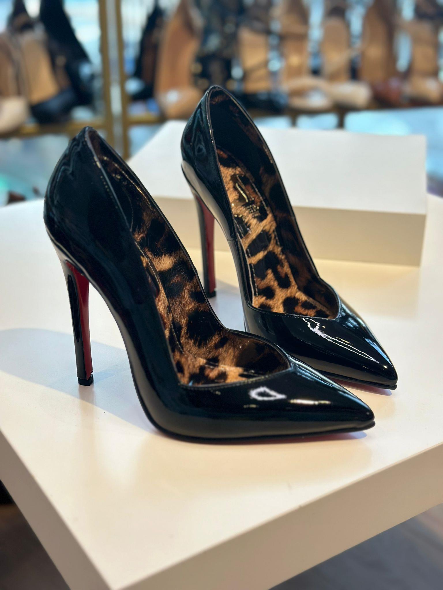 Nella Siyah Rugan 12 cm Stiletto