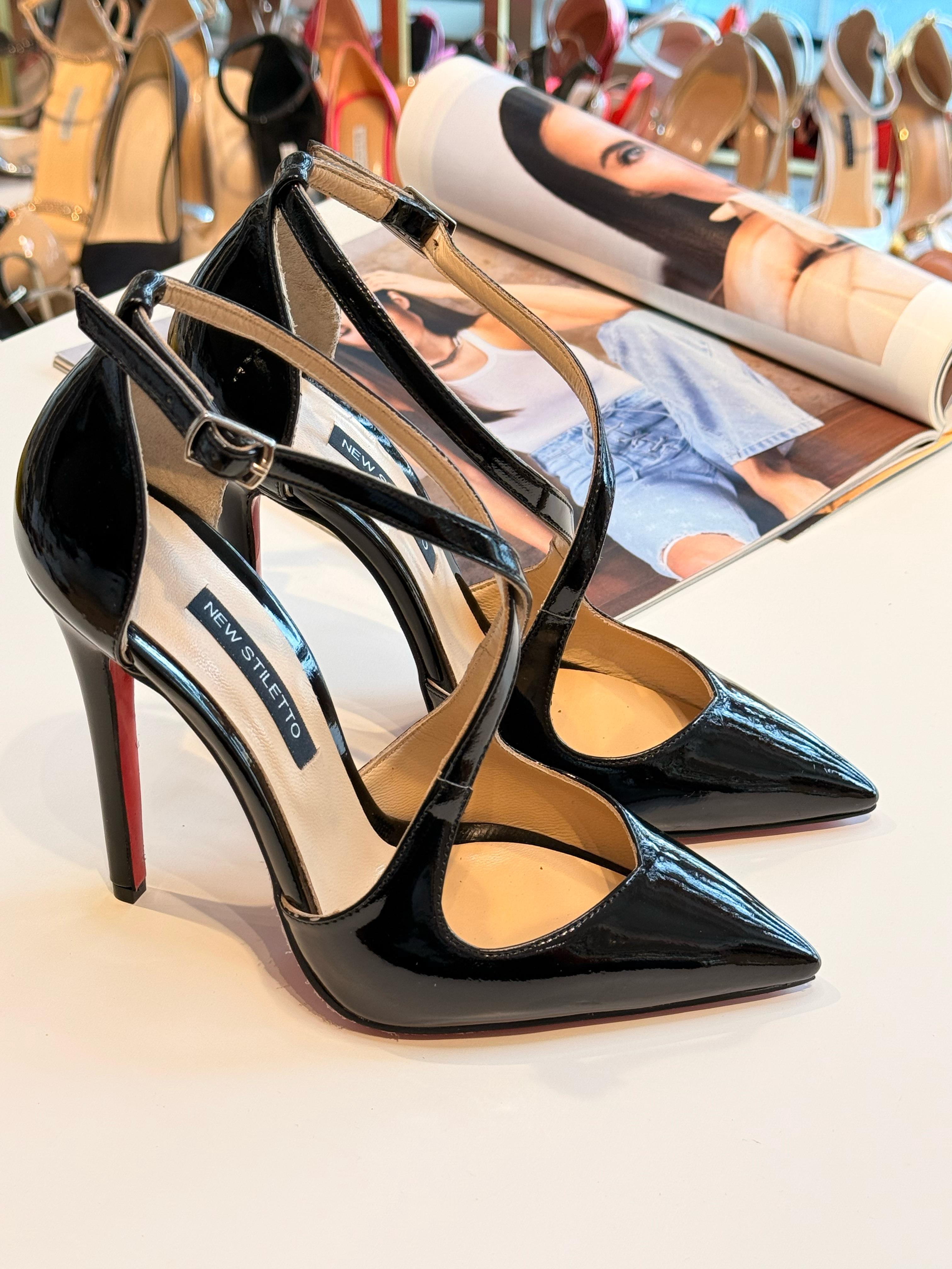 Perla Siyah Rugan 12 cm Stiletto