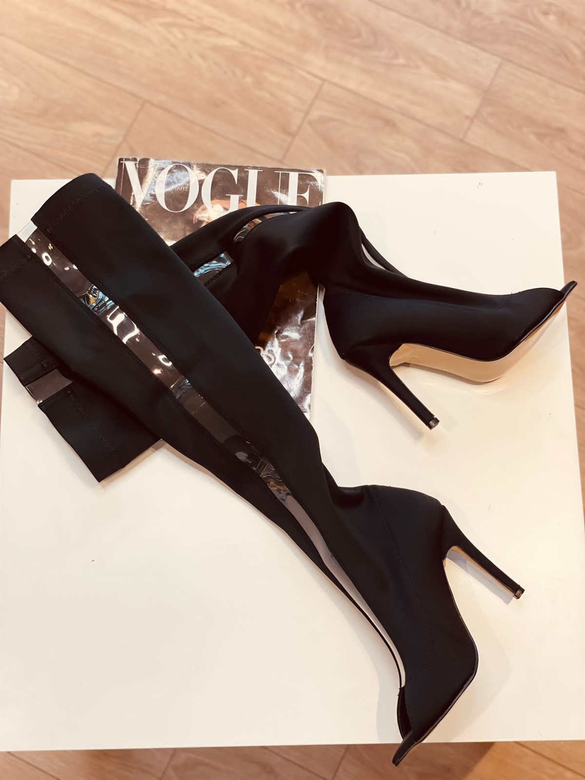 Ploney Siyah Süet Streç 10 cm Çizme 