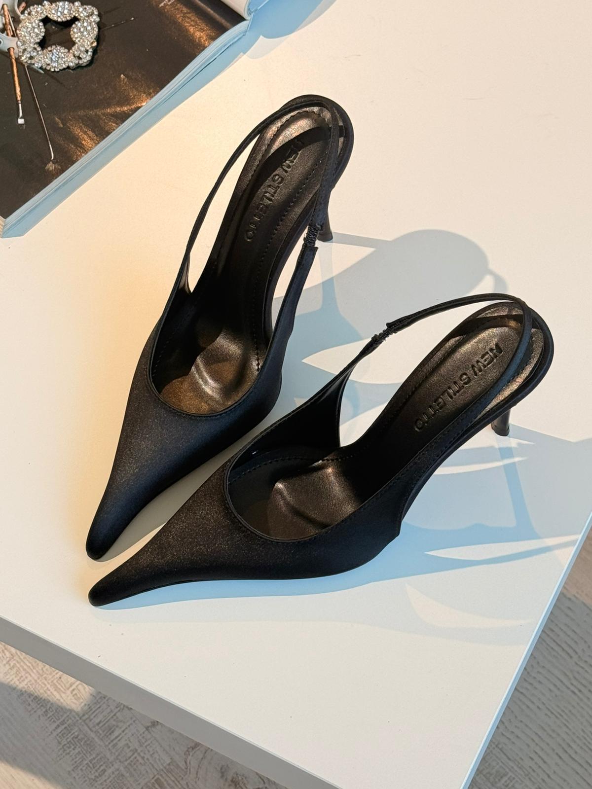 Rosso Siyah Saten 10 cm Stiletto