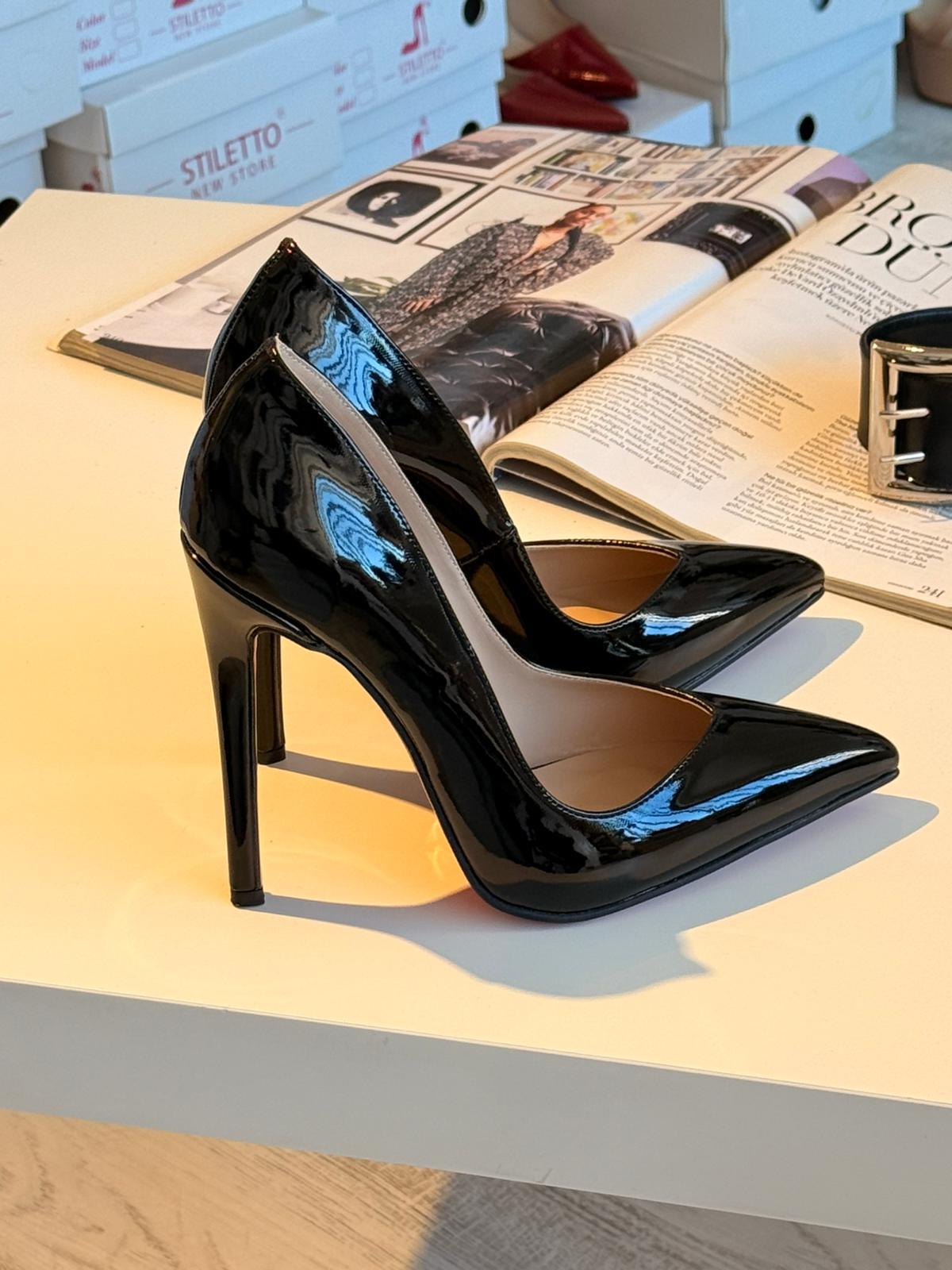 Sibly Siyah Rugan 12 cm Stiletto 