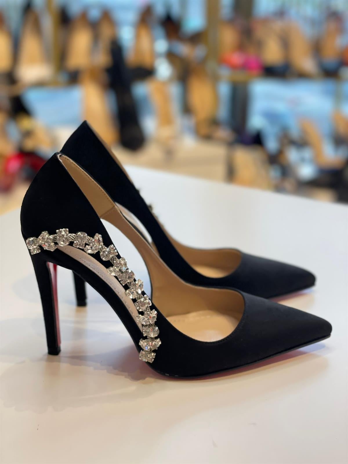 Sierra Siyah Saten 10 cm Stiletto