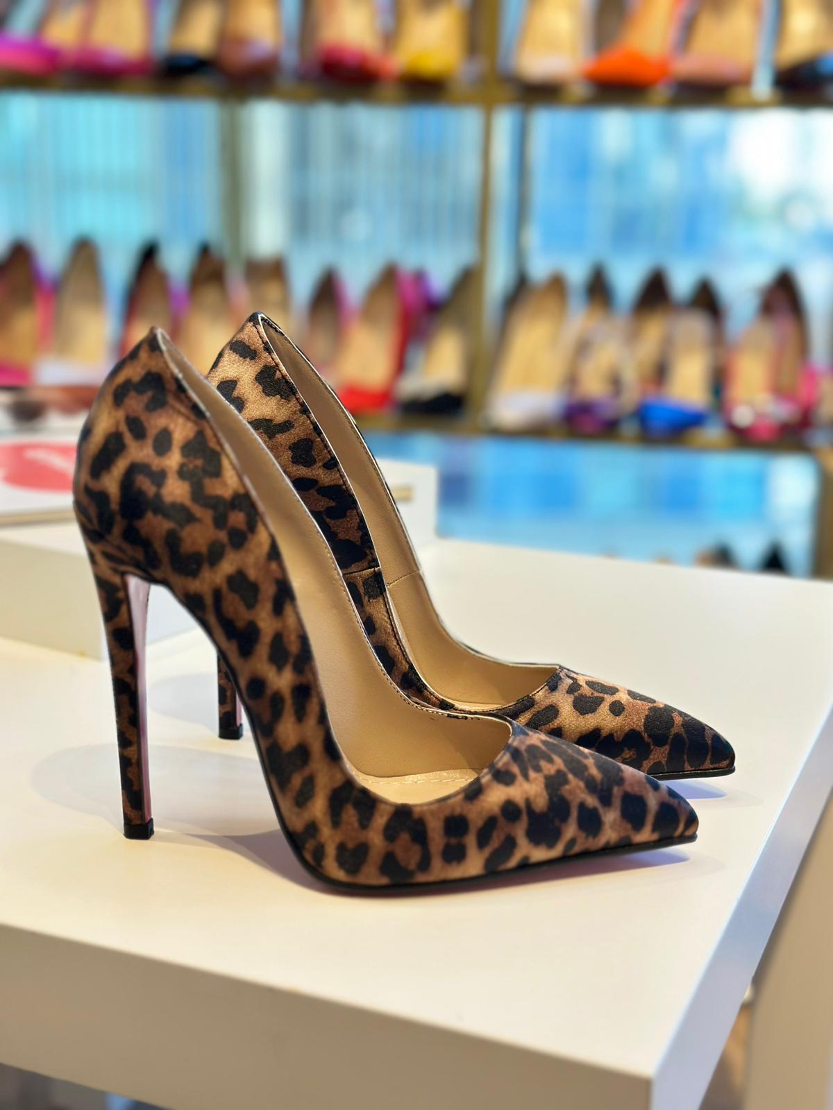 Vespera Leopar Saten 12 cm Stiletto