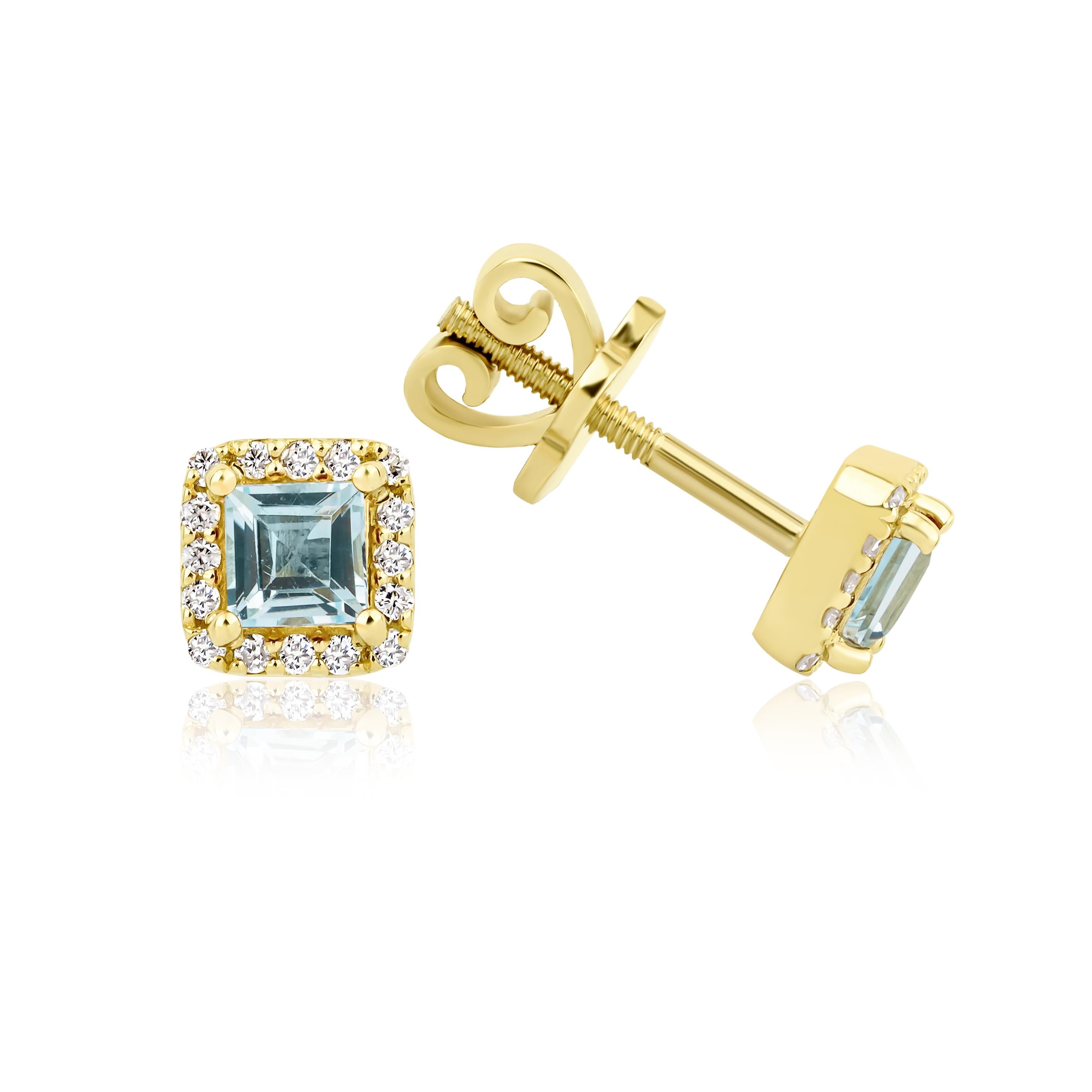 Blue Topaz Halo Küpe