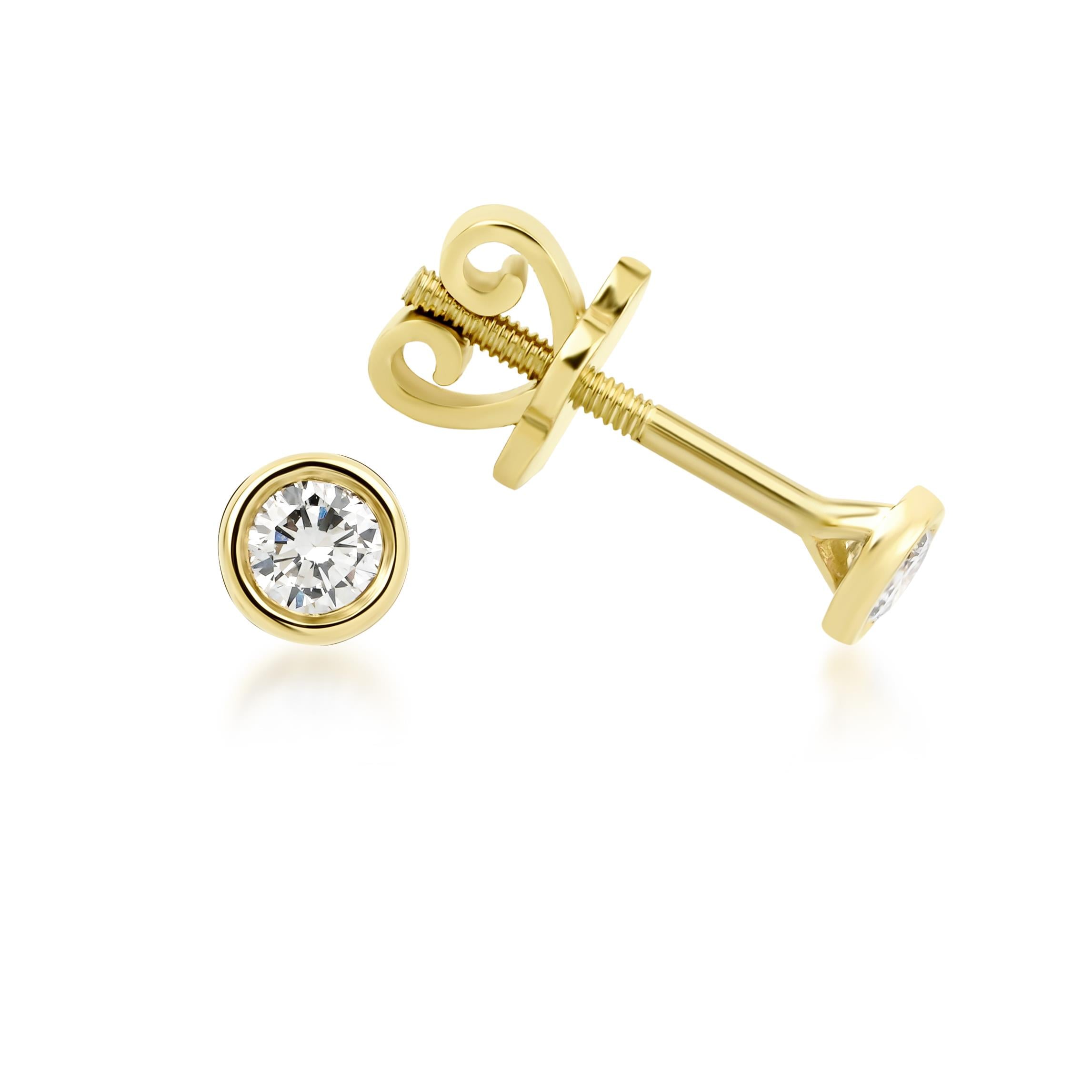 0.20 Karat Pırlanta Yuvarlak Küpe