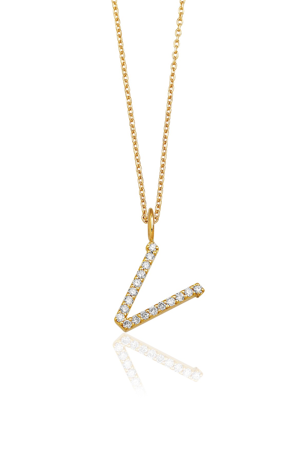 0.13 Carat V Initial Necklace