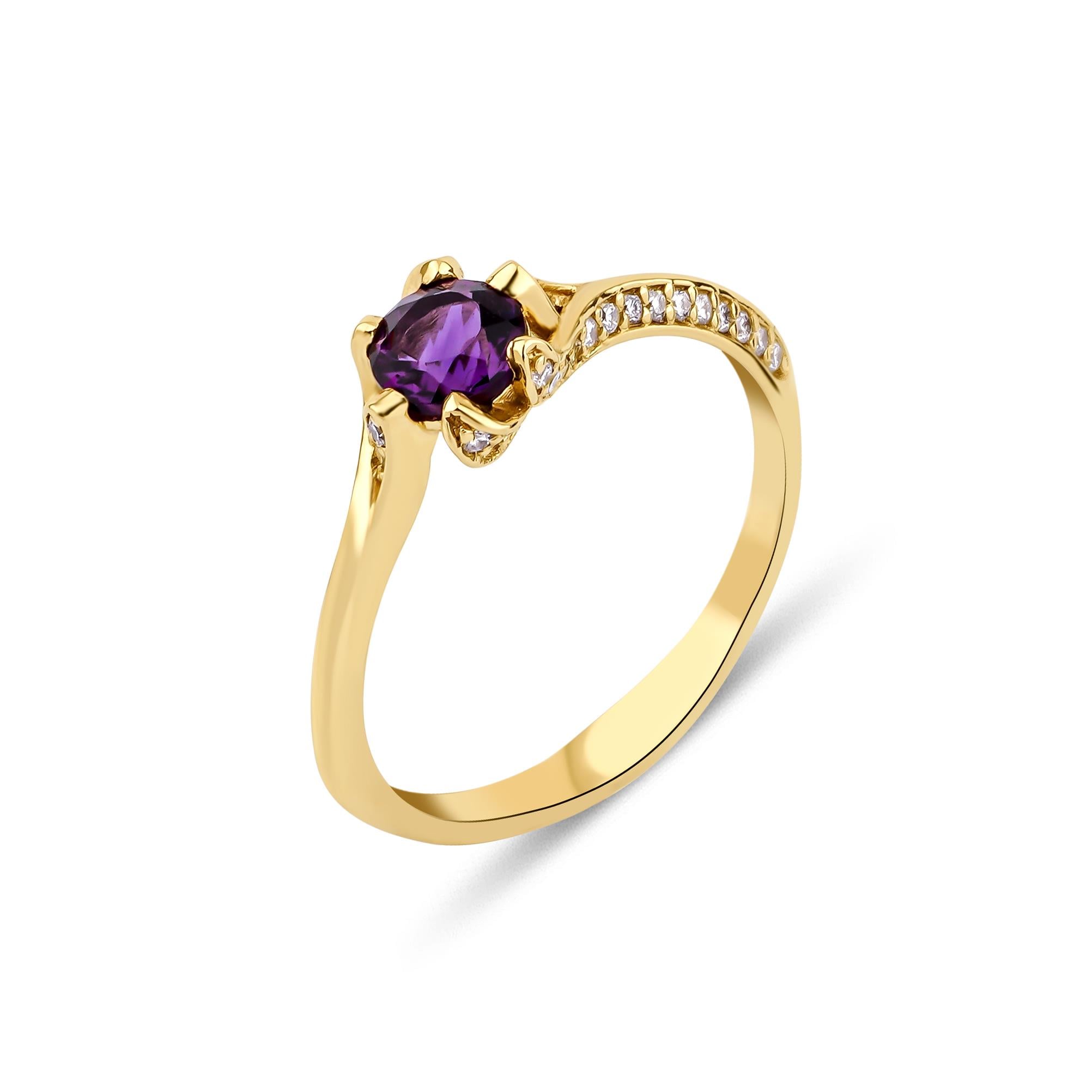 Amethyst  Çiçek Motifli Yüzük