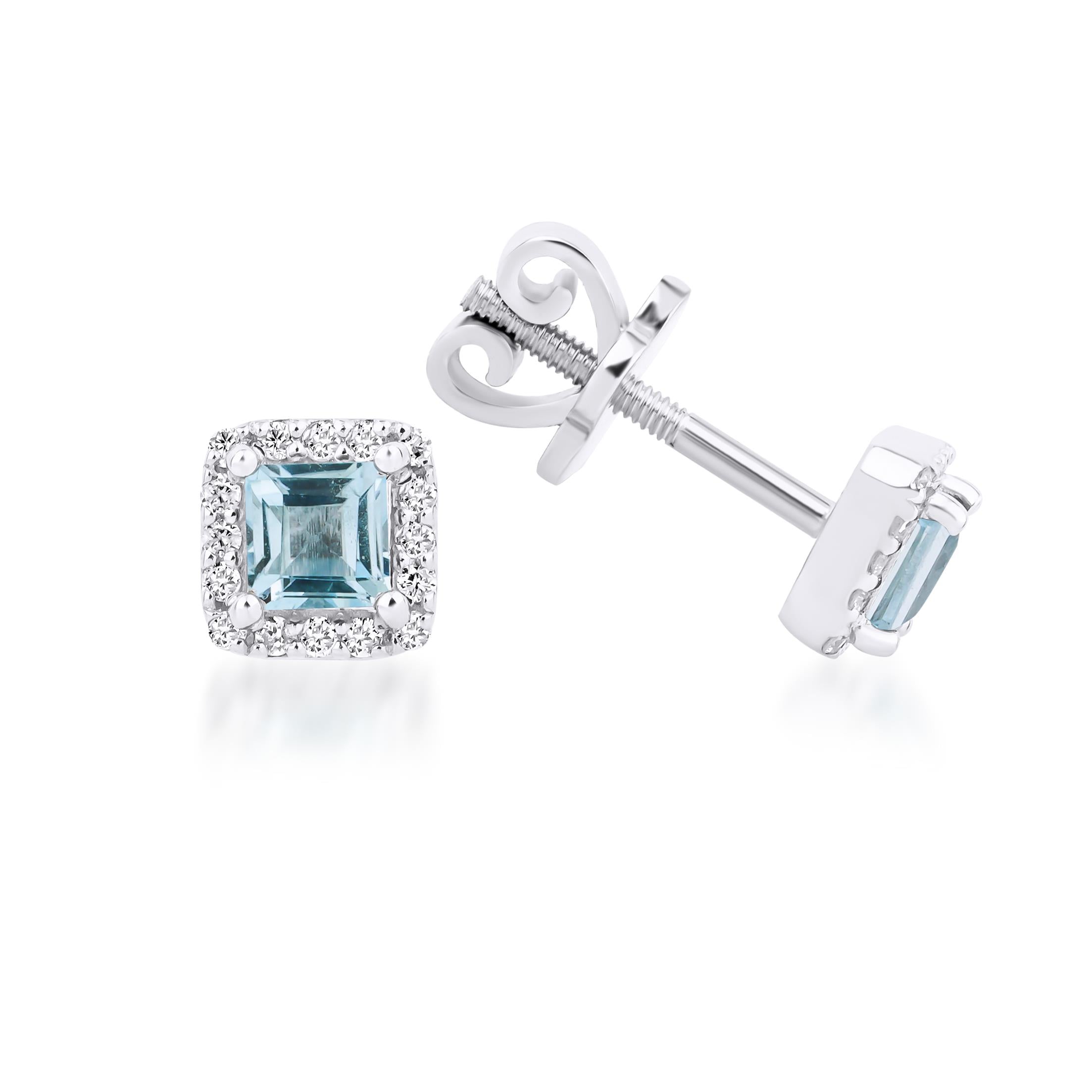 Blue Topaz Halo Küpe