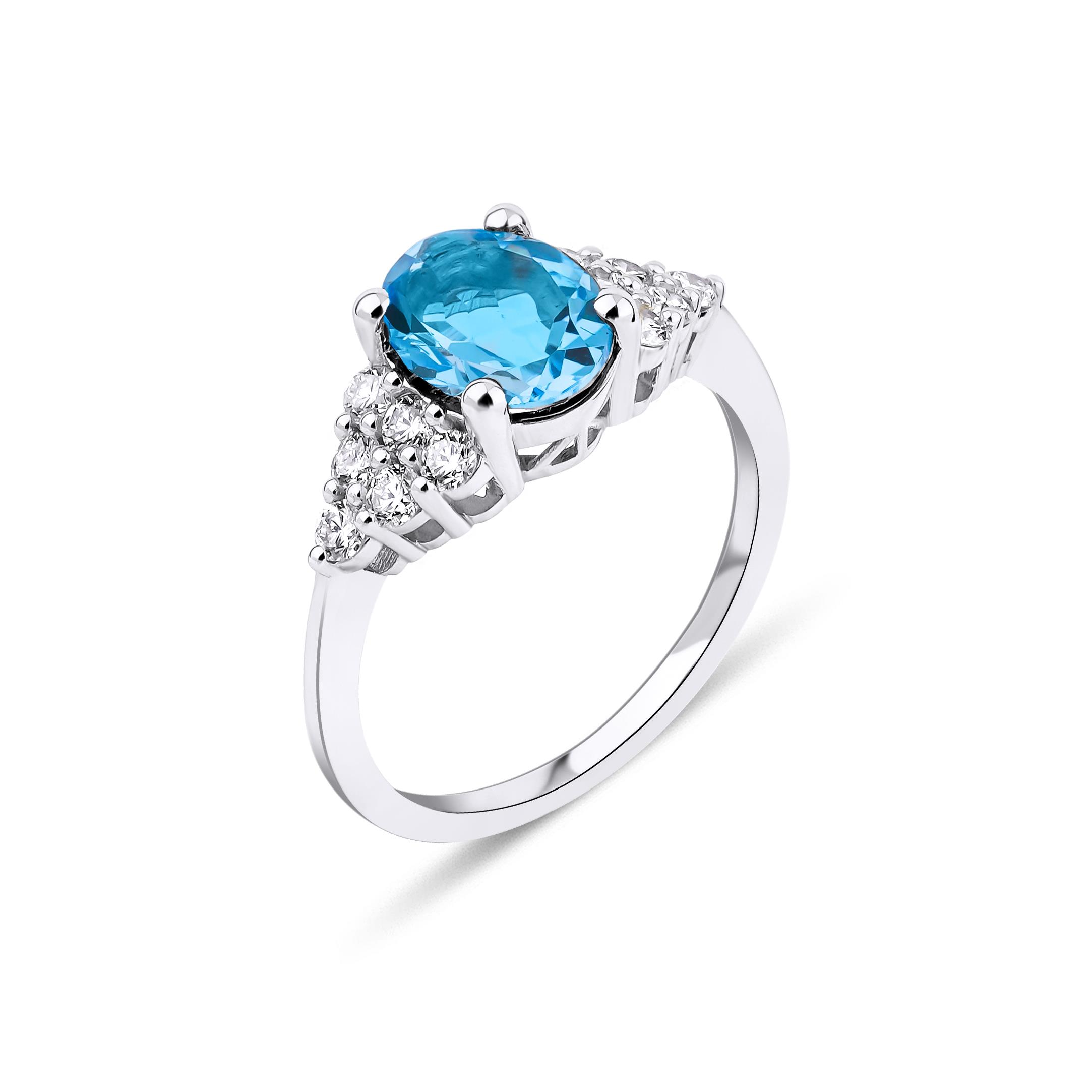 Blue Topaz Pırlantalı Yüzük