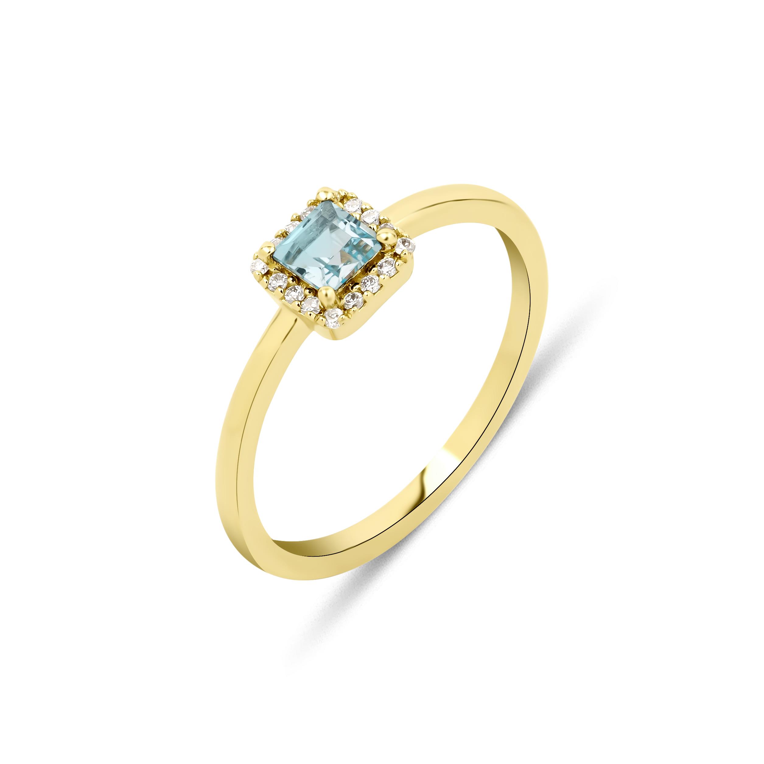 Minimal Blue Topaz Pırlanta Yüzük