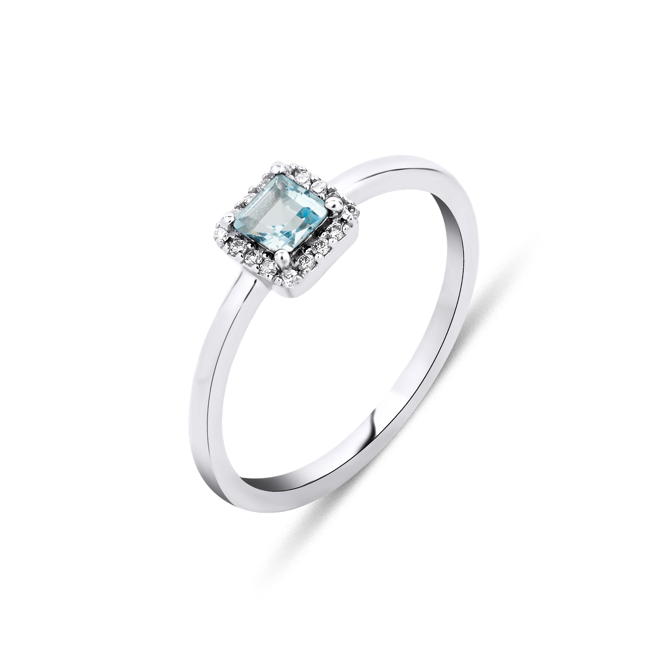 Minimal Blue Topaz Pırlanta Yüzük