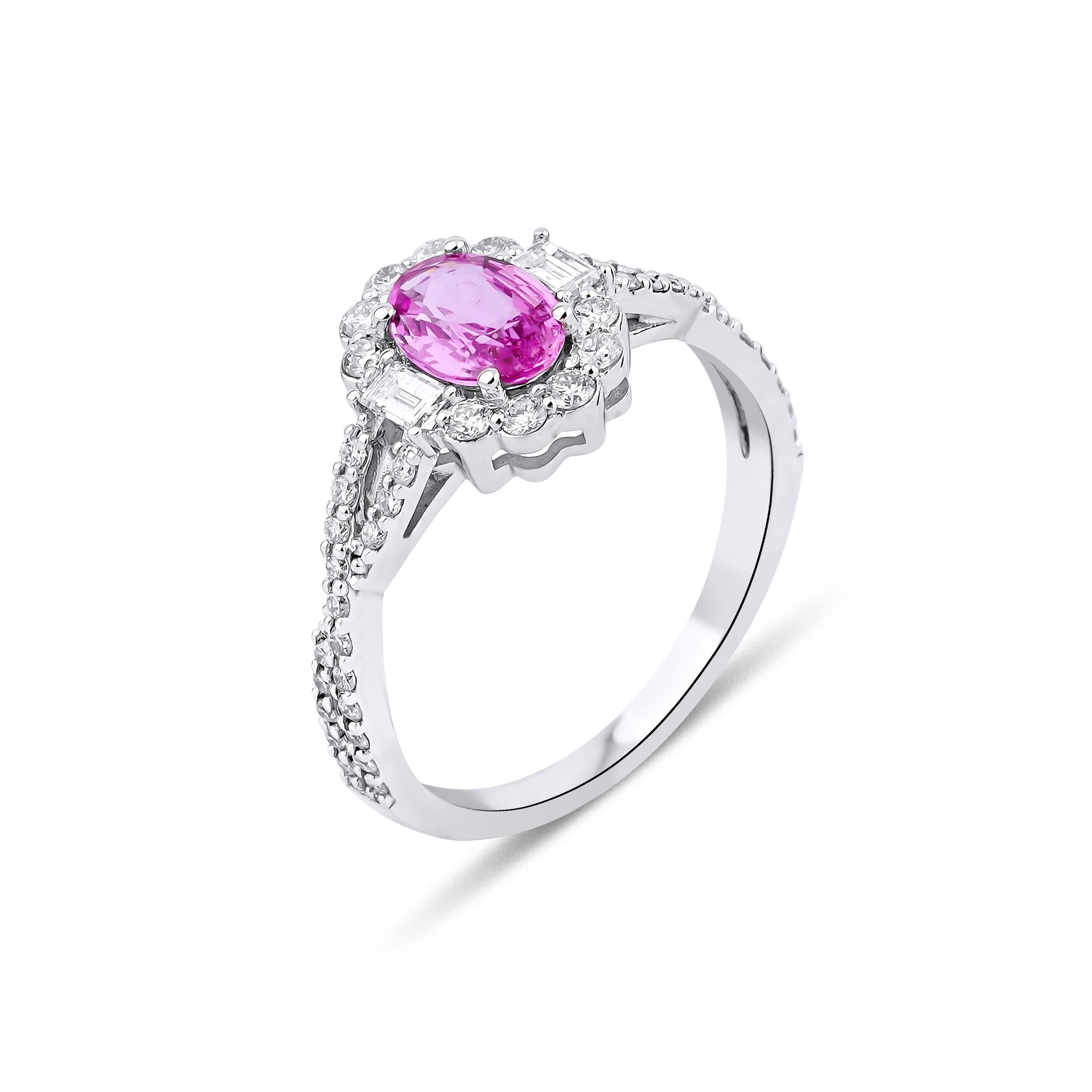Oval Pink Safir Lüks Yüzük