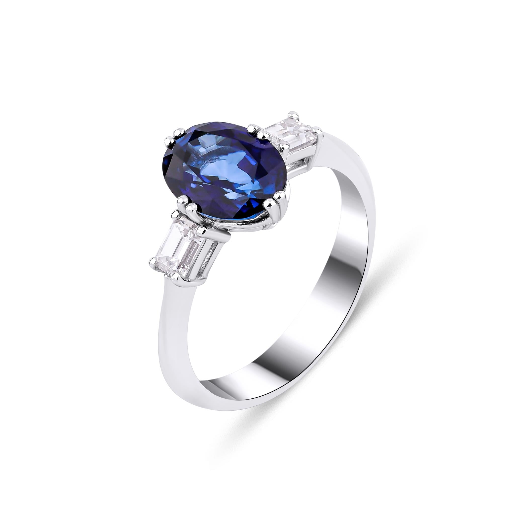 Oval Safir Lüks Yüzük