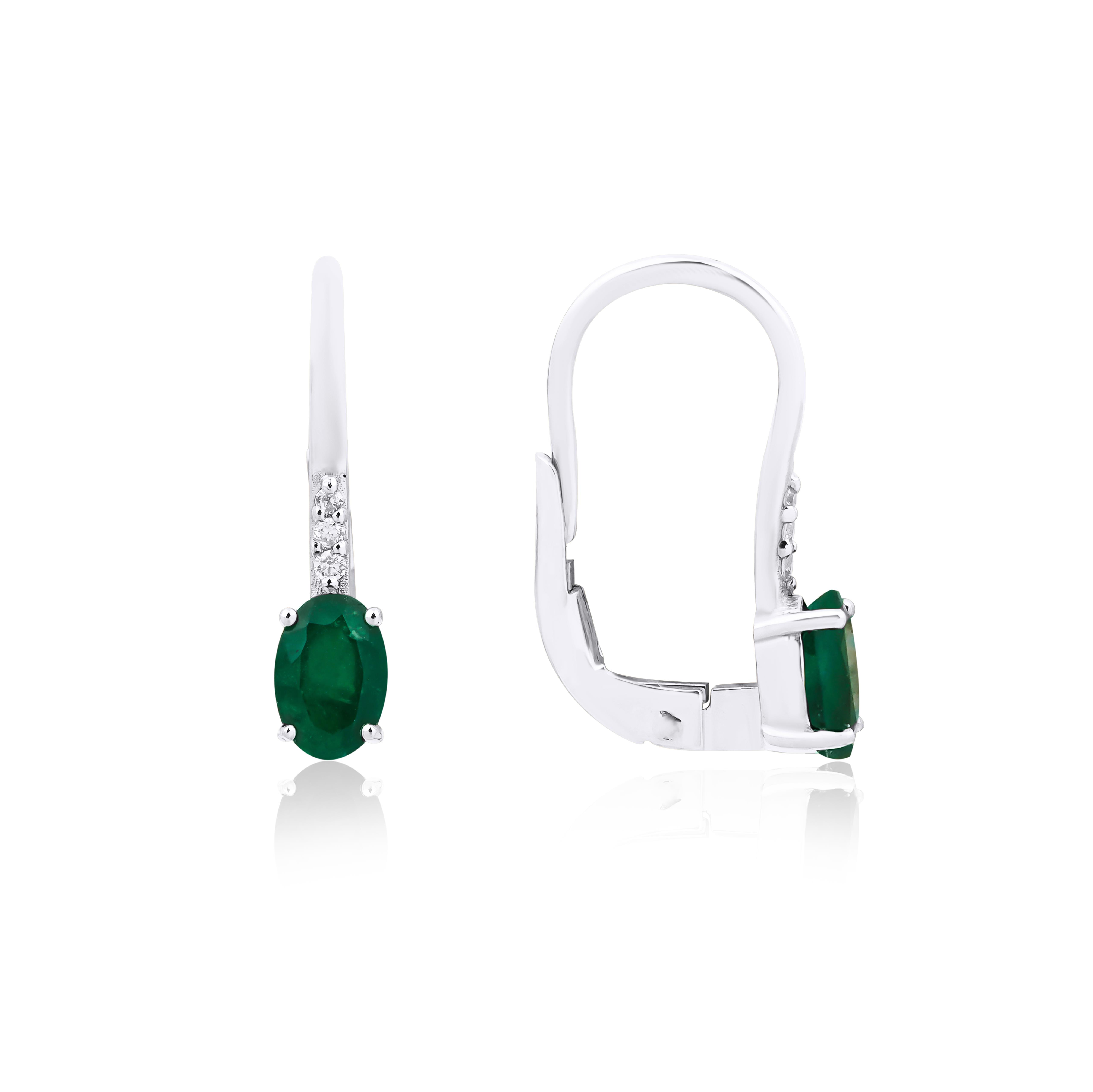 Oval Zümrütlü Küpe