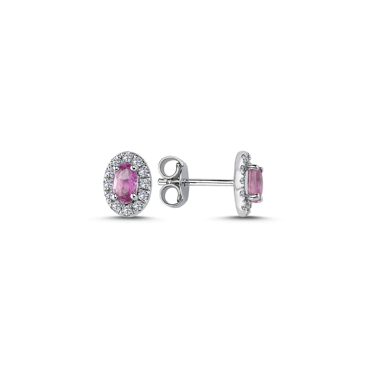 Özel Tasarım Pink Safir Küpe