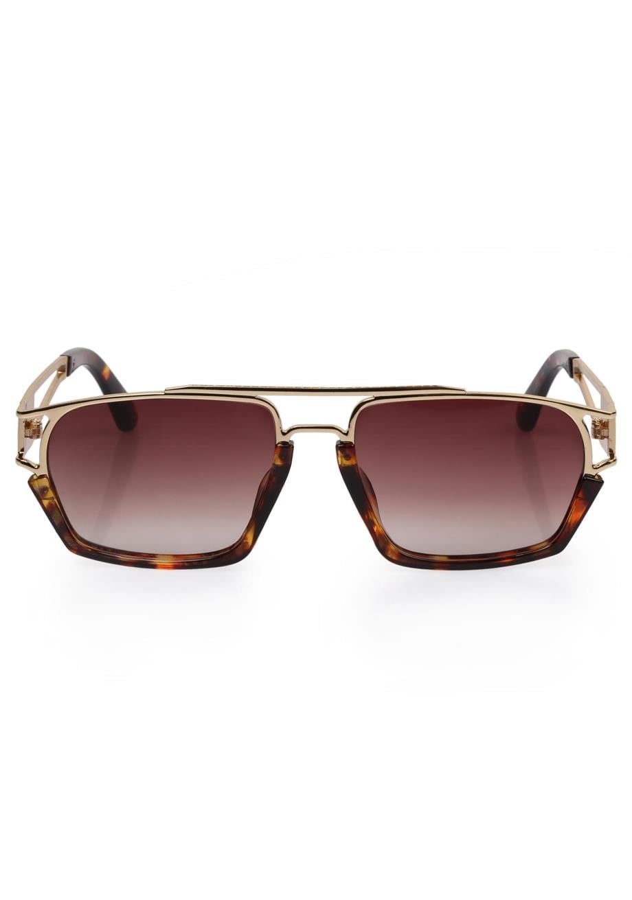 Angel Eyes Kahverengi Camlı Leopar-Gold Çerçeveli Unisex Güneş Gözlüğü AE0918C5