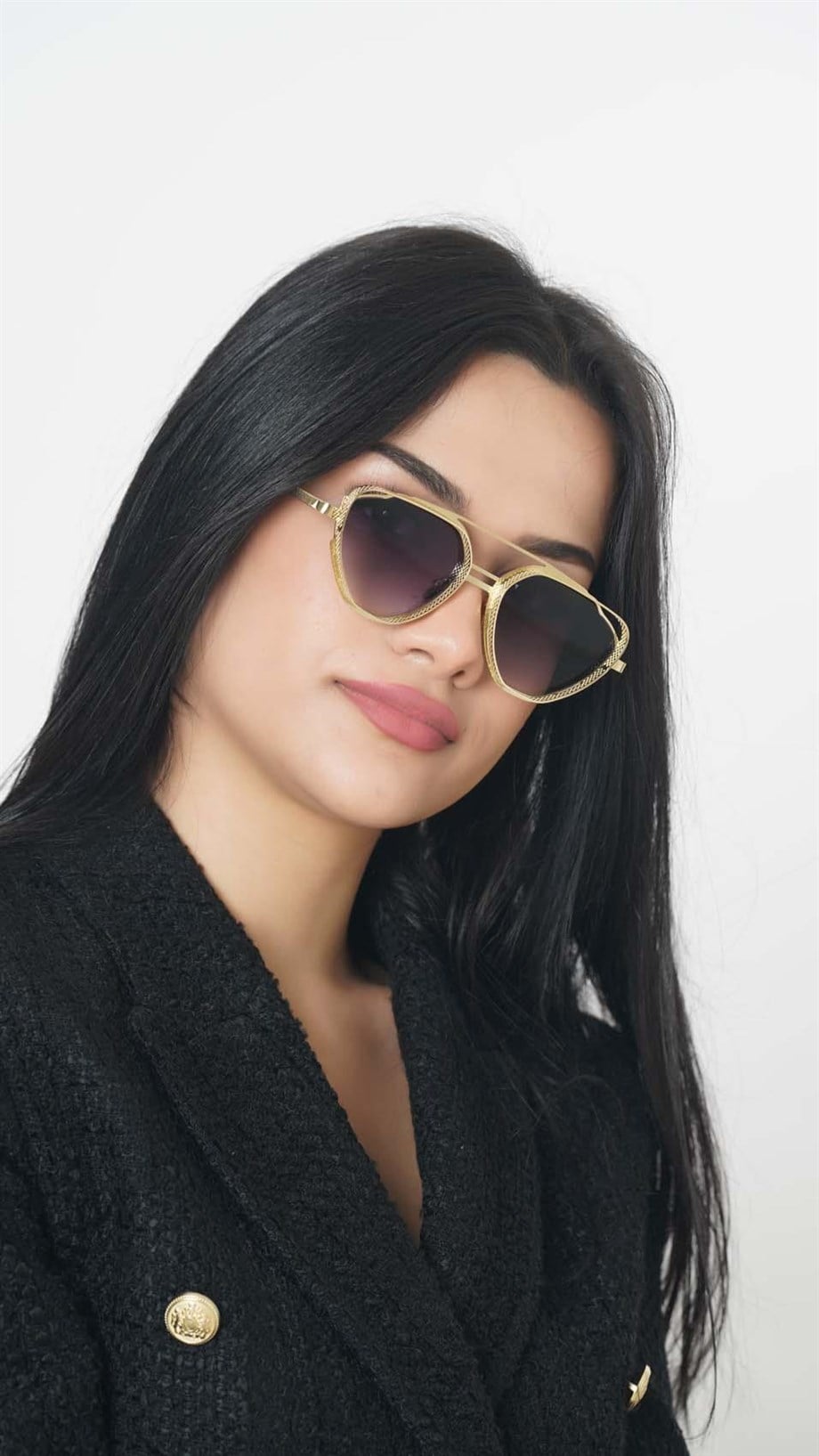Angel Eyes Gold Geometrik Çerçeve Unisex Güneş Gözlüğü B4936