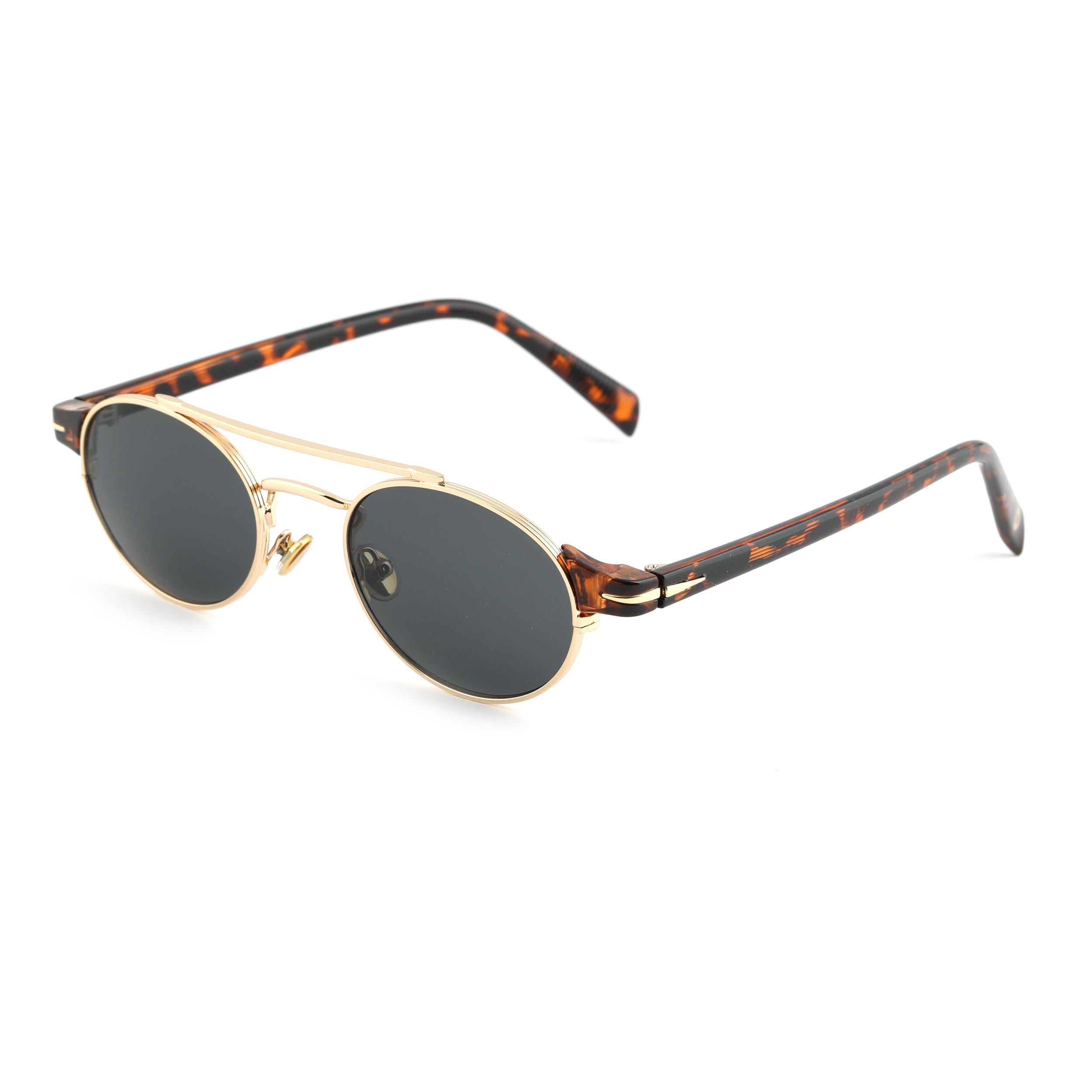 Angel Eyes Leopar Çerçeve Oval Tasarım Gold Çerçeve Siyah Cam Unisex Güneş Gözlüğü Db1042/s
