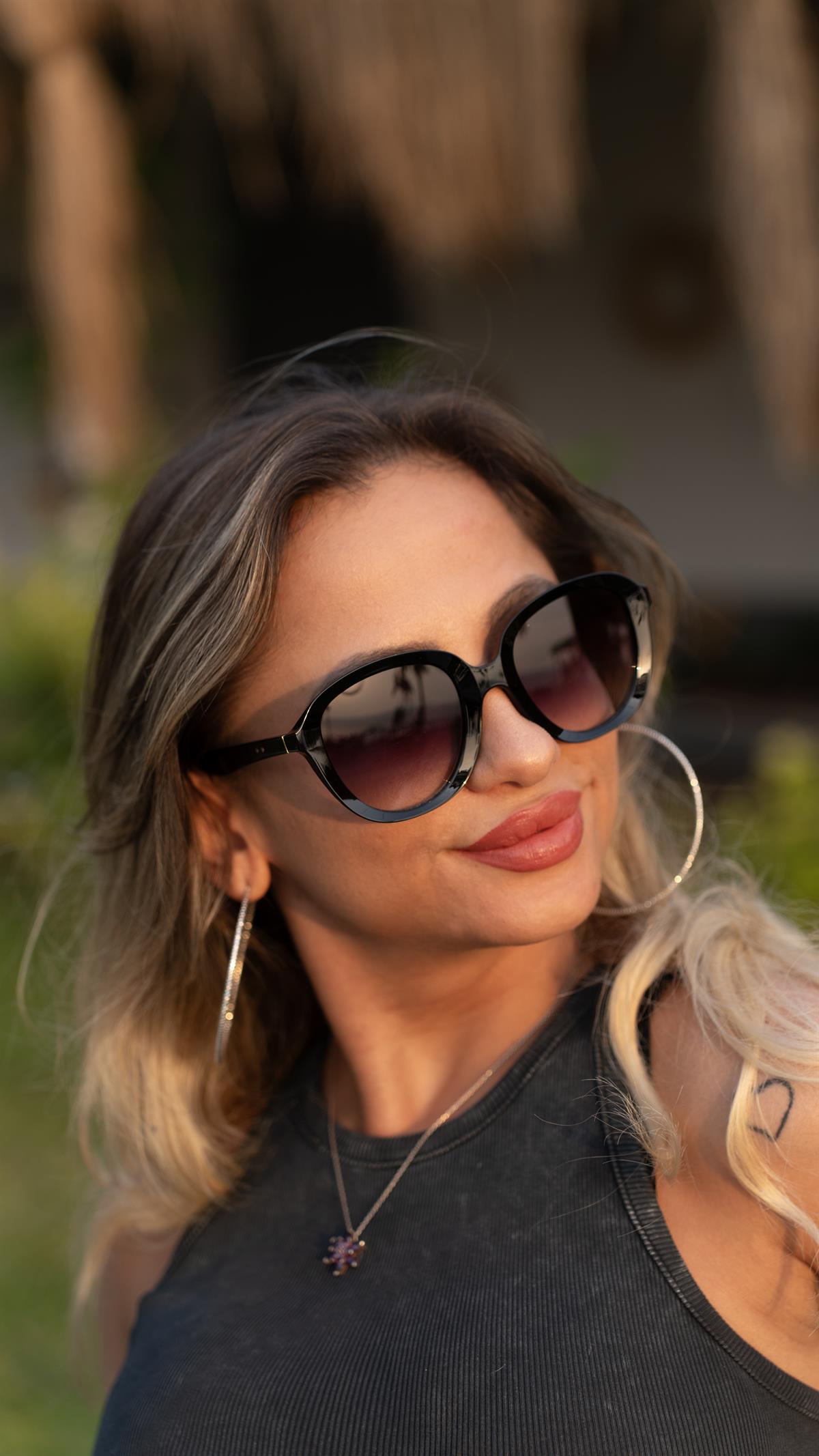 Angel Eyes Oval Siyah Kadın Güneş Gözlüğü AE2025C1B4614