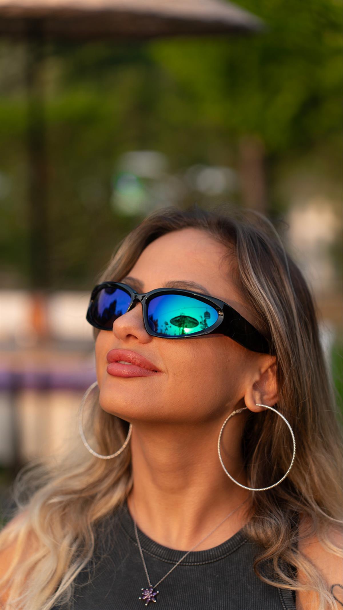 Angel Eyes Rüzgar Korumalı Siyah Aynalı Unisex Güneş Gözlüğü AE9999C7