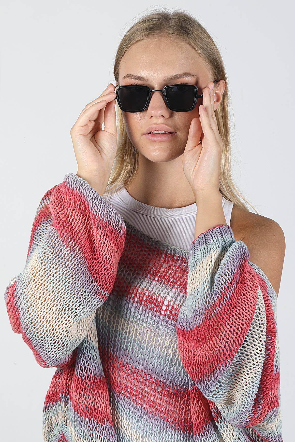 Angel Eyes Siyah Dikdörtgen Unisex Güneş Gözlüğü YW-2023A