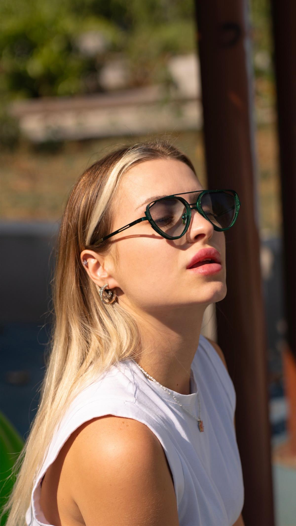 Angel Eyes Yeşil Geometrik Çerçeve Unisex Güneş Gözlüğü B4943