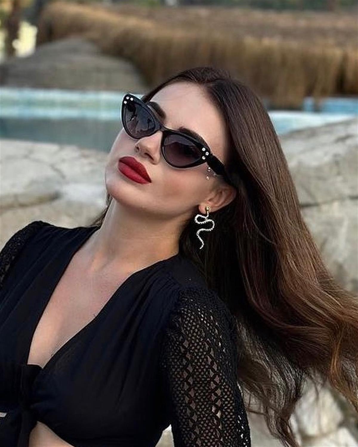 Cat Eye Siyah Taşlı Kadın Güneş Gözlüğü B4055