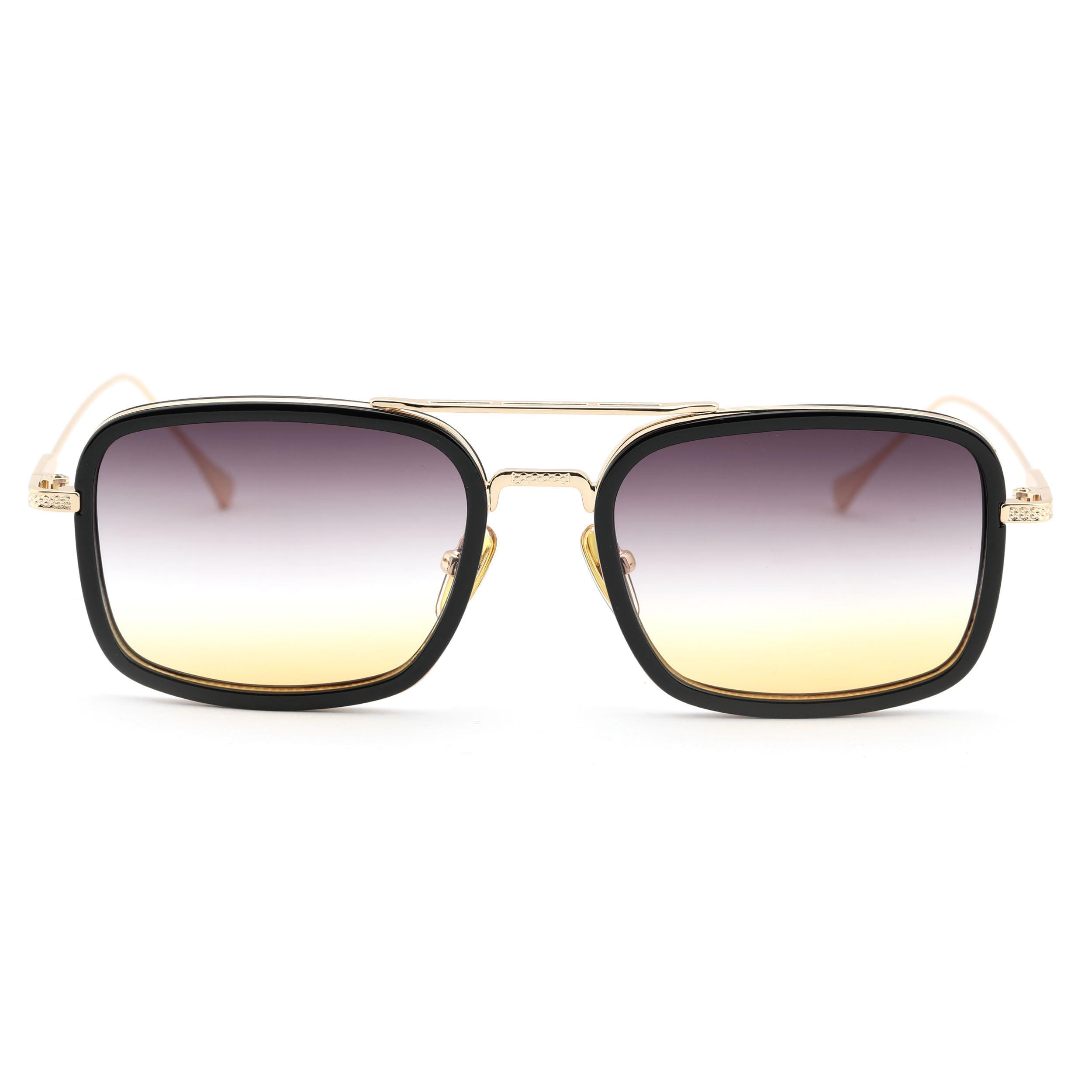 Dikdörtgen Tasarım Gold Siyah Çerçeve Siyah Çiftrenk  Cam Güneş Gözlüğü Kadın&Erkek CE BELGELİ UV400