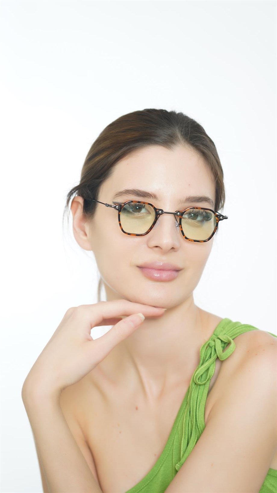 Dikdörtgen Yeşil Çerçeceli Unisex Güneş Gözlüğü AE2160-C1